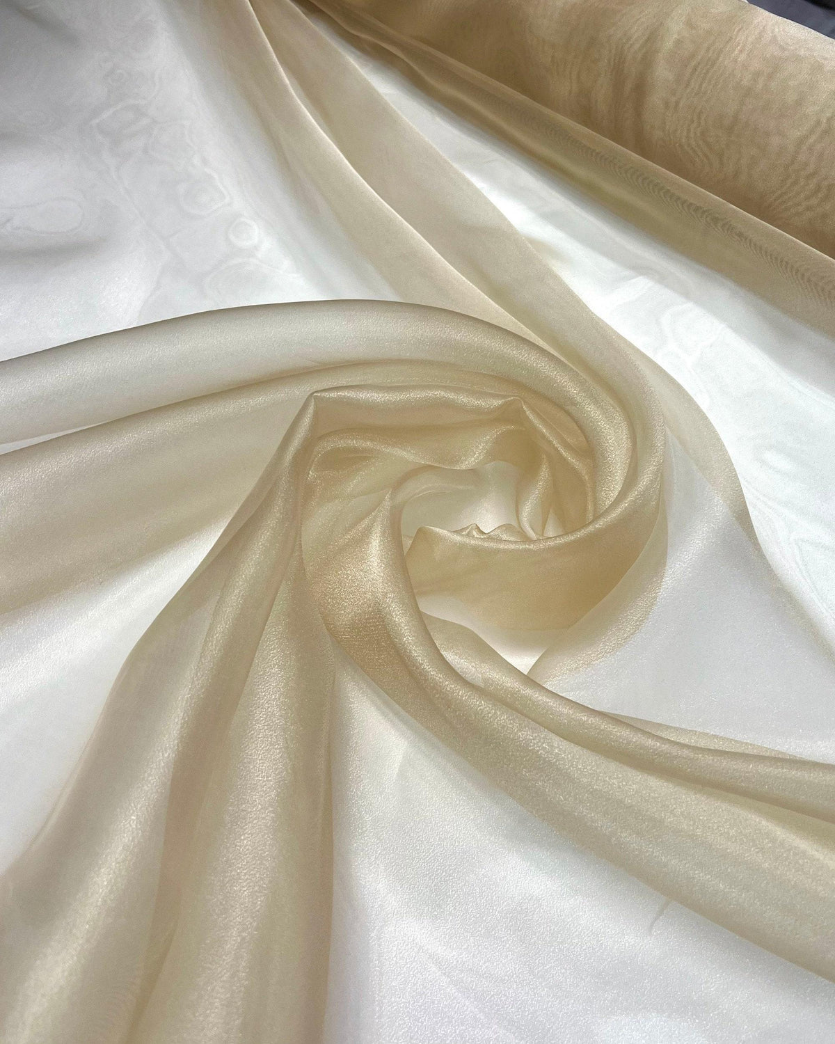 Champagne Crystal Organza Fabric by the Yard – Light Gold Sheer Sparkle Fabric for Wedding Gowns, Veils, Backdrops & Decor (60" Wide)