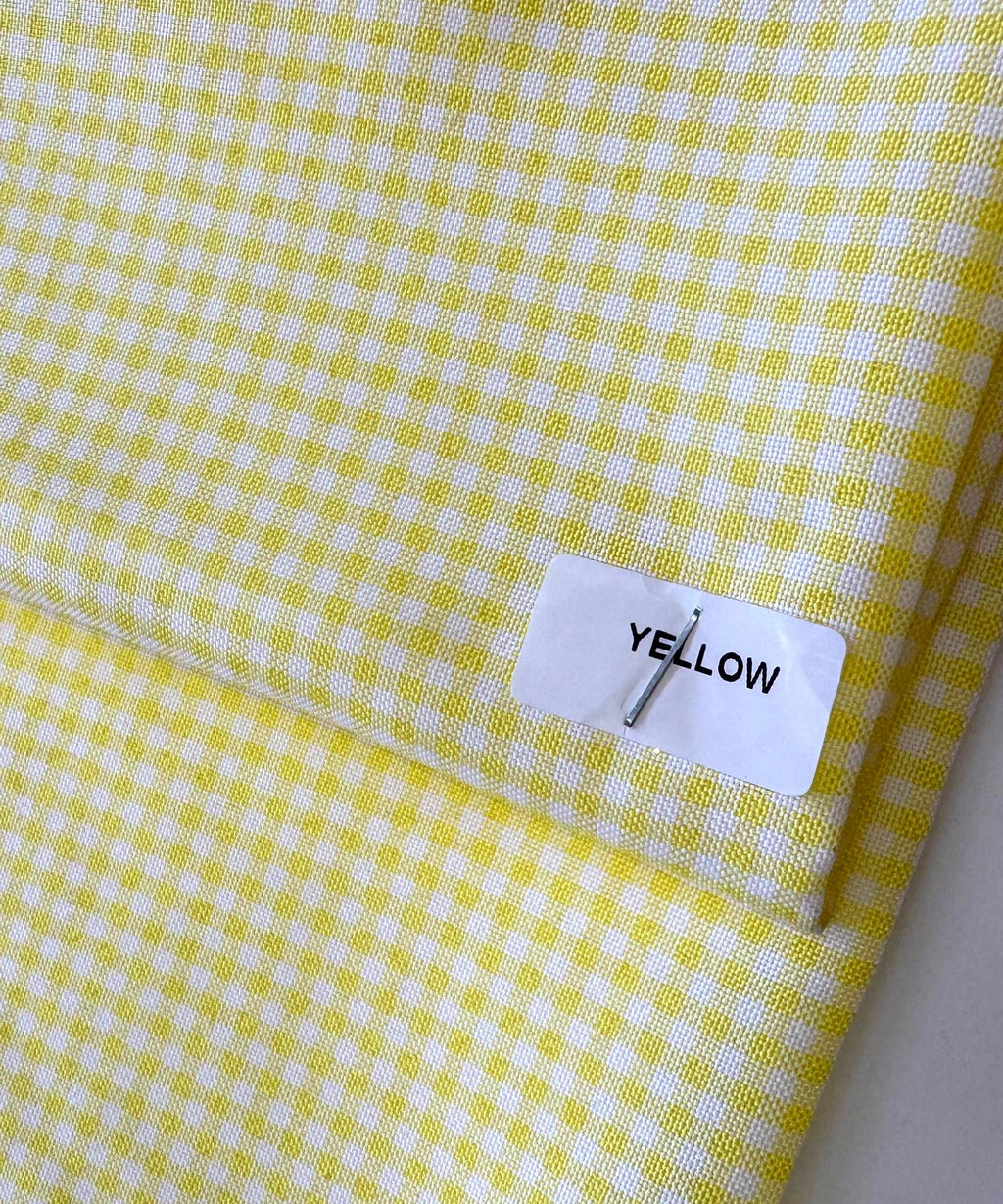 Yellow Gingham Checked Fabric by Yard 1/8” inch Poly Cotton Yellow Checkered Fabric for Tablecloth Dress Curtains Pillow Cases