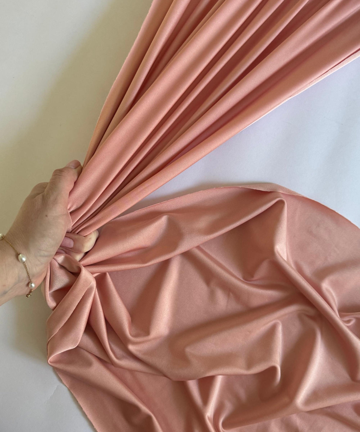 Blush Pink Shiny Milliskin Nylon Spandex Fabric by the Yard 60" Wide, 4-Way Stretch Blush Pink Spandex Fabric for Swimwear Gowns Costumes