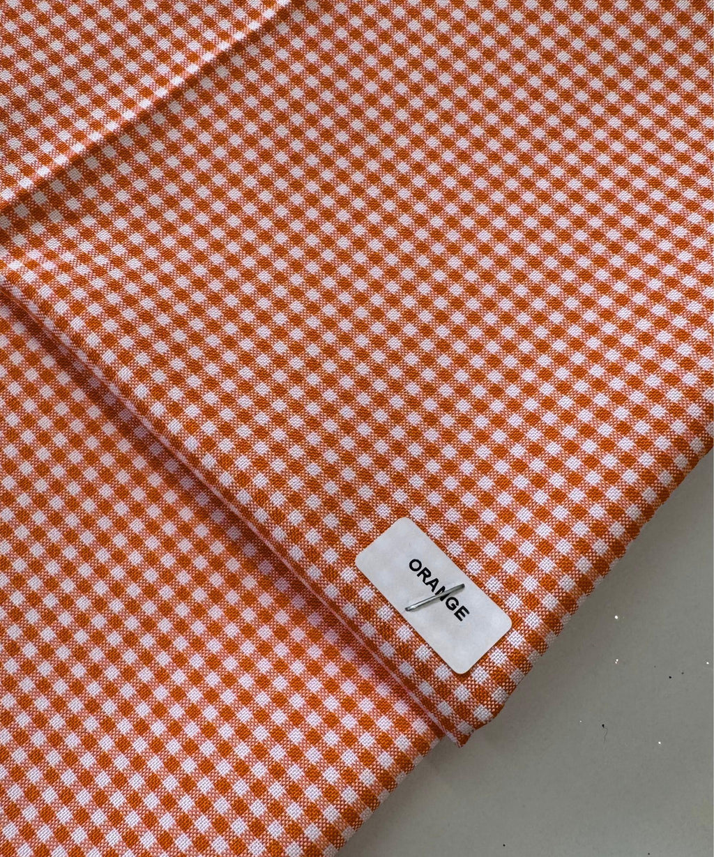 Orange and White Gingham Fabric by Yard 1/8” squares, Poly Cotton Orange and White Checkered Fabric for Farmhouse Tablecloth Dress Curtains