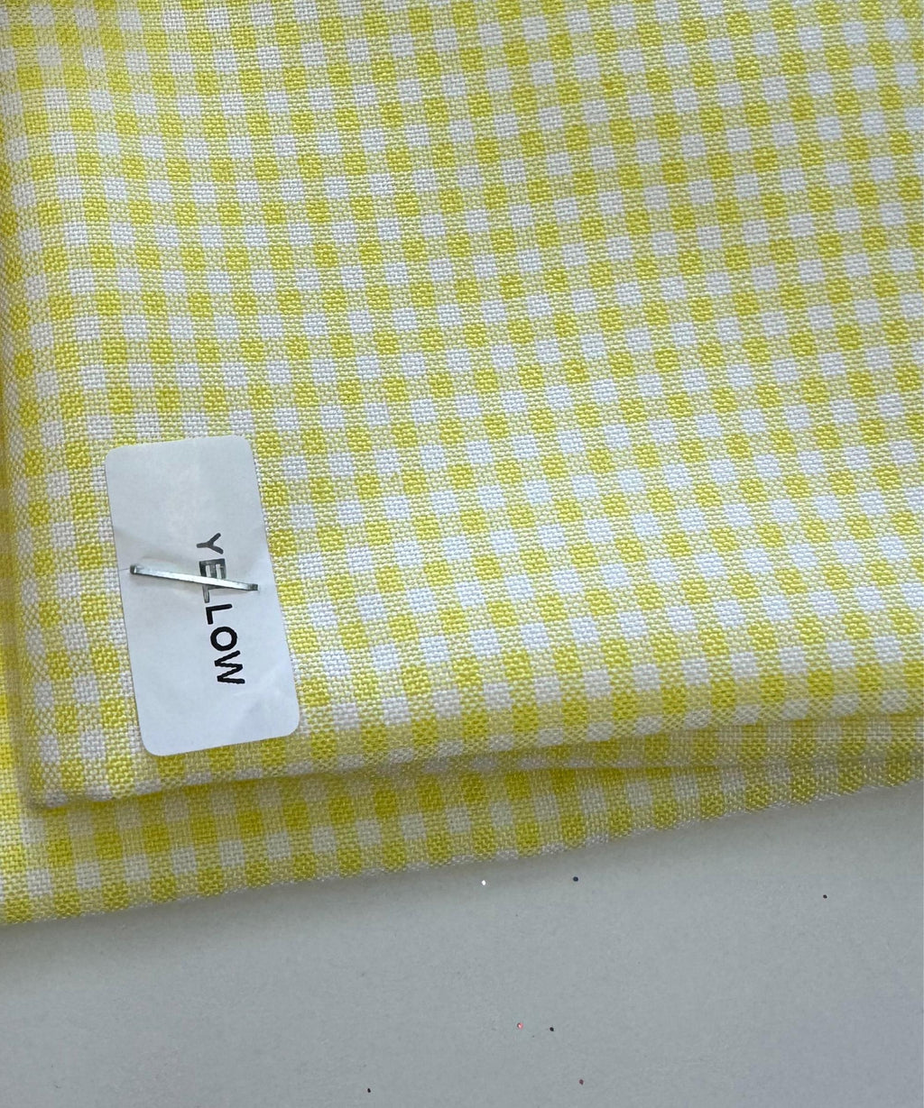 Yellow Gingham Checked Fabric by Yard 1/8” inch Poly Cotton Yellow Checkered Fabric for Tablecloth Dress Curtains Pillow Cases