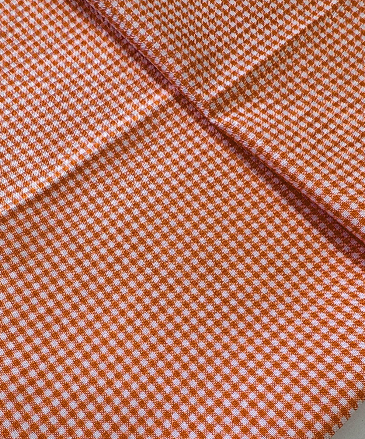 Orange and White Gingham Fabric by Yard 1/8” squares, Poly Cotton Orange and White Checkered Fabric for Farmhouse Tablecloth Dress Curtains