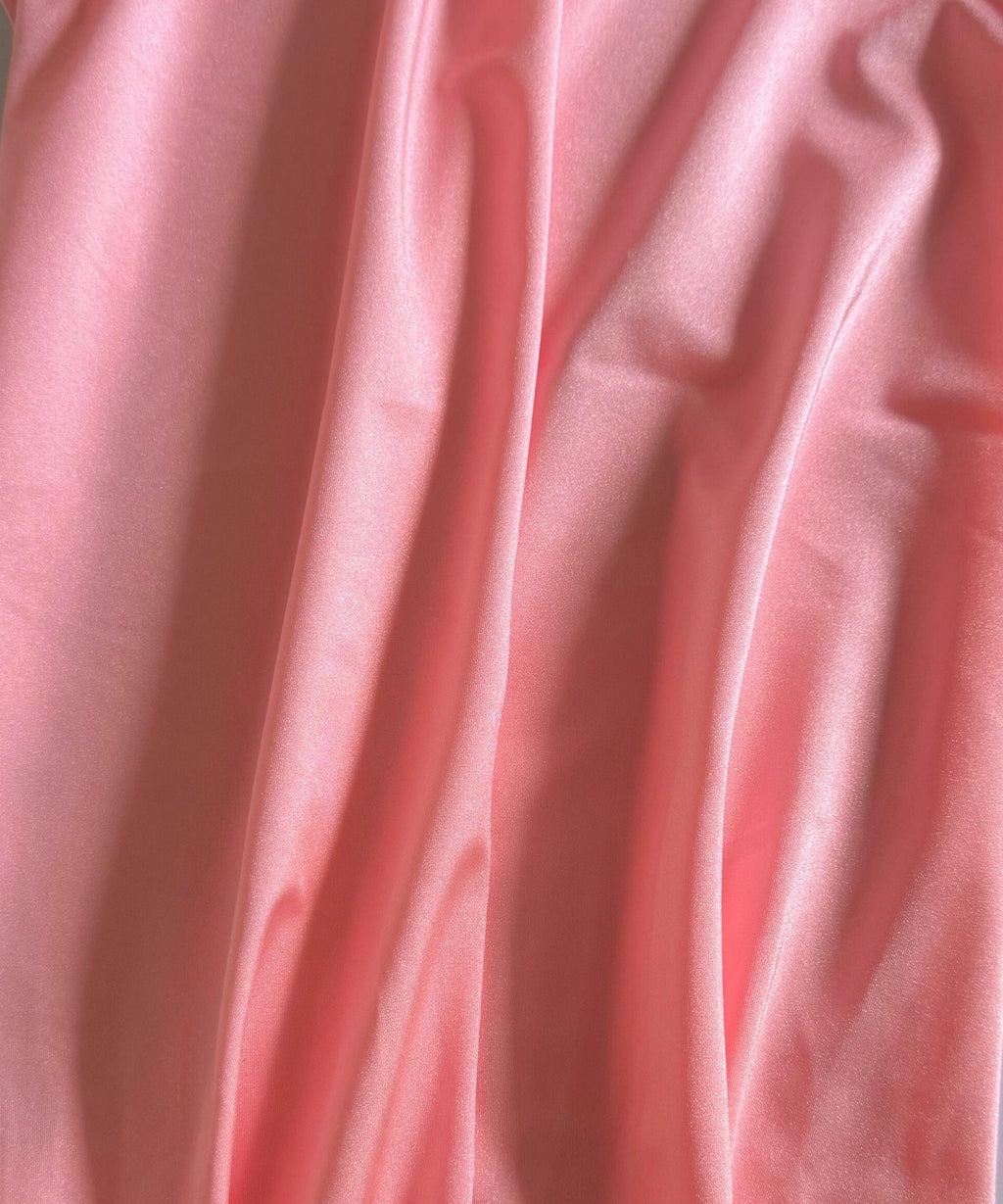Coral Pink Shiny Milliskin Nylon Spandex Fabric by the Yard 60" Wide, 4-Way Silky Stretch Coral Pink  Spandex Fabric for Swimwear, Gowns
