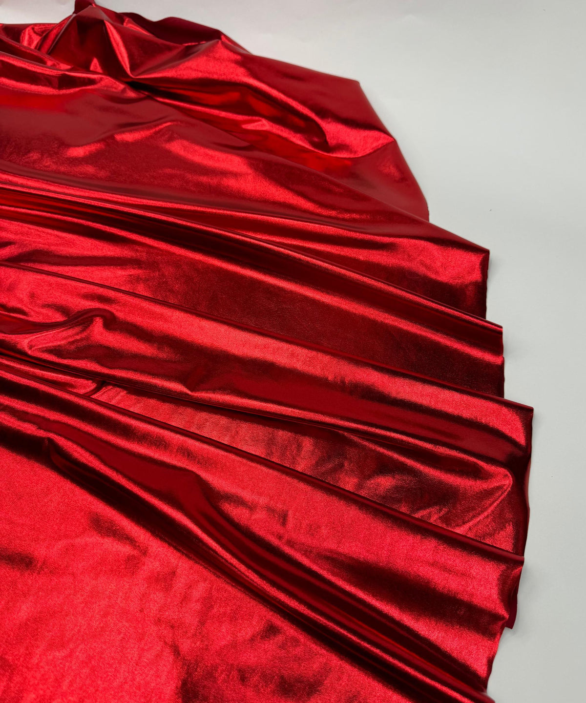 Metallic Red Foil Lame Spandex Fabric by the Yard, 4 Way Stretch Red Lame Fabric All Over Foil on stretch Knit for Costumes Dance Wear