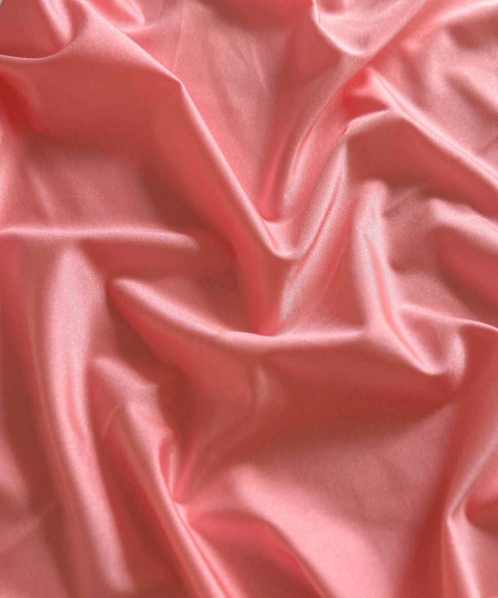 Coral Pink Shiny Milliskin Nylon Spandex Fabric by the Yard 60" Wide, 4-Way Silky Stretch Coral Pink  Spandex Fabric for Swimwear, Gowns