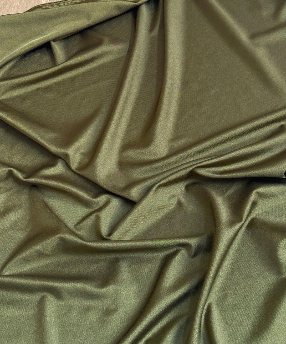 Olive Shiny Milliskin Nylon Spandex Fabric by the Yard 60" Wide, 4-Way Silky Stretch Olive Spandex Fabric for Swimwear, Gowns, Activewear