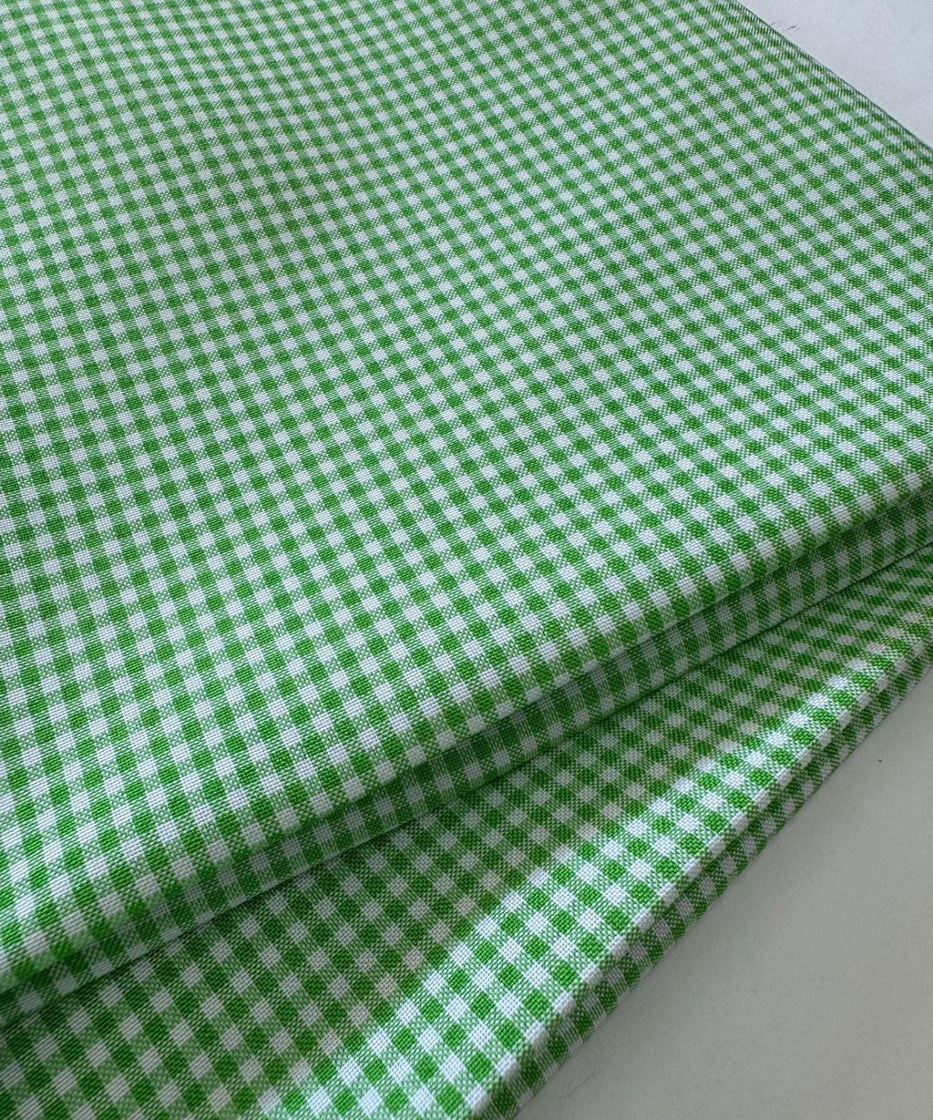 Green and White Gingham Fabric by Yard, 1/8” squares Poly Cotton Green and White Checkered Fabric for Farmhouse Tablecloth, Dress, Curtains