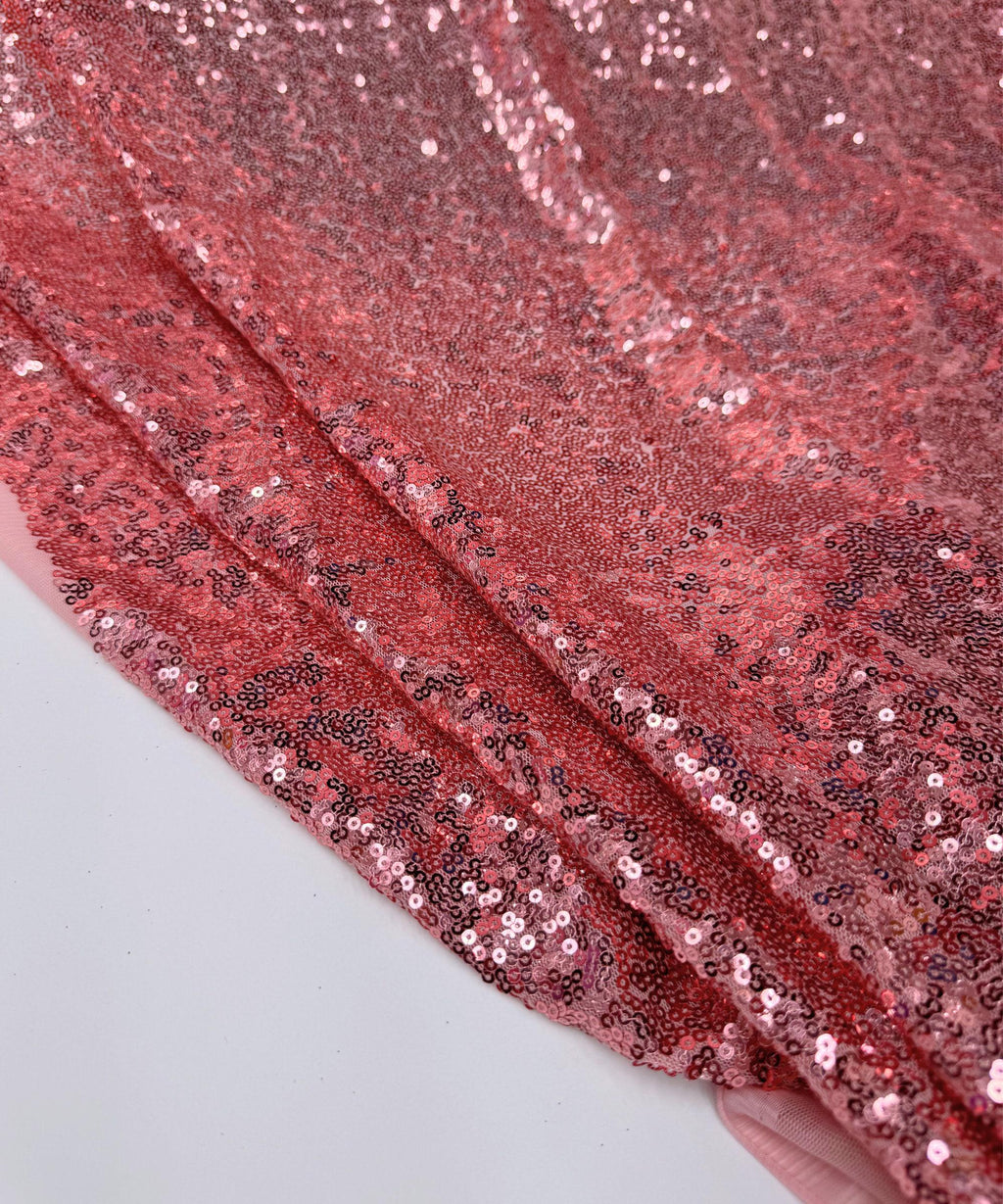 Dusty Rose Iridescent Sequin Fabric – Stretch Mesh Sequins by Yard for Dresses, Costumes & Party Backdrops