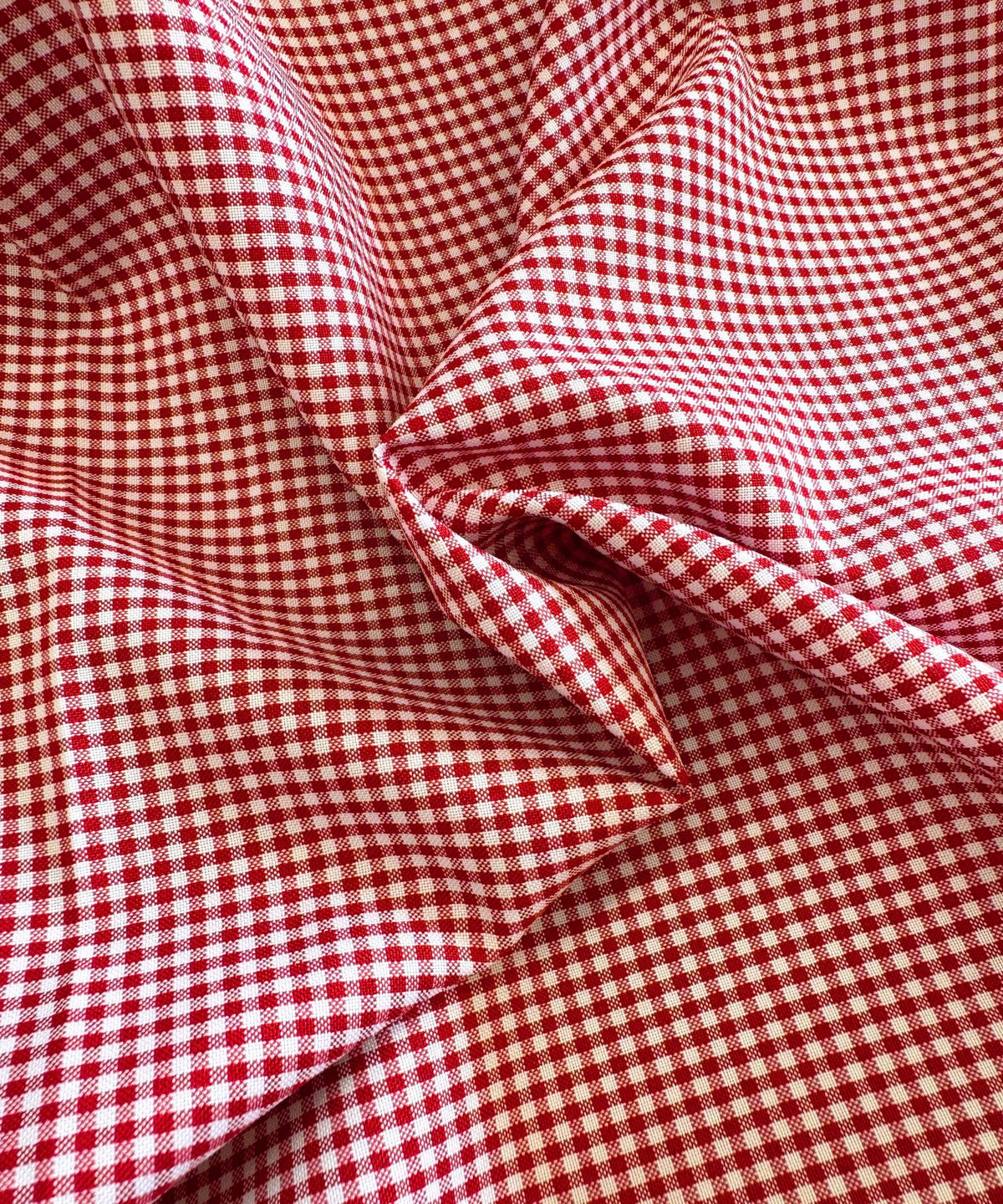 Red and White Gingham Fabric by Yard 1/8” squares, Poly Cotton Red and White Checkered Fabric for Farmhouse Tablecloth Dress Curtains