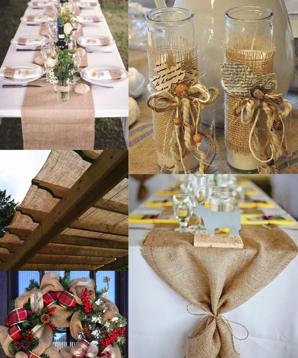 Jute Burlap Fabric by the Yard 60" Wide, Natural Burlap Fabric for Table Runner, Bags, Rustic Wedding Decor, Bags, Bows, Gardening