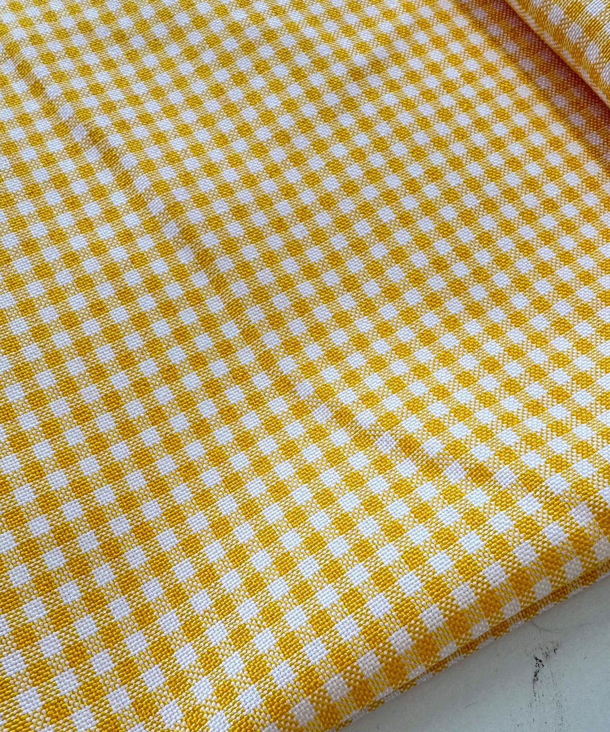 Yellow and White Gingham Fabric by Yard, 1/8” squares Poly Cotton Yellow and White Checkered Fabric for Tablecloth Shirts Dress Curtains