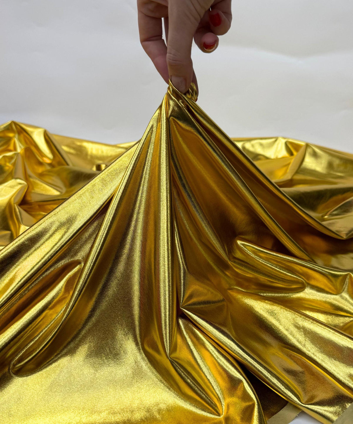 Metallic Gold Foil Lame Spandex Fabric by the Yard, 4 Way Stretch Gold Lame Fabric, All Over Foil on stretch Knit for Costumes, Dance Wear