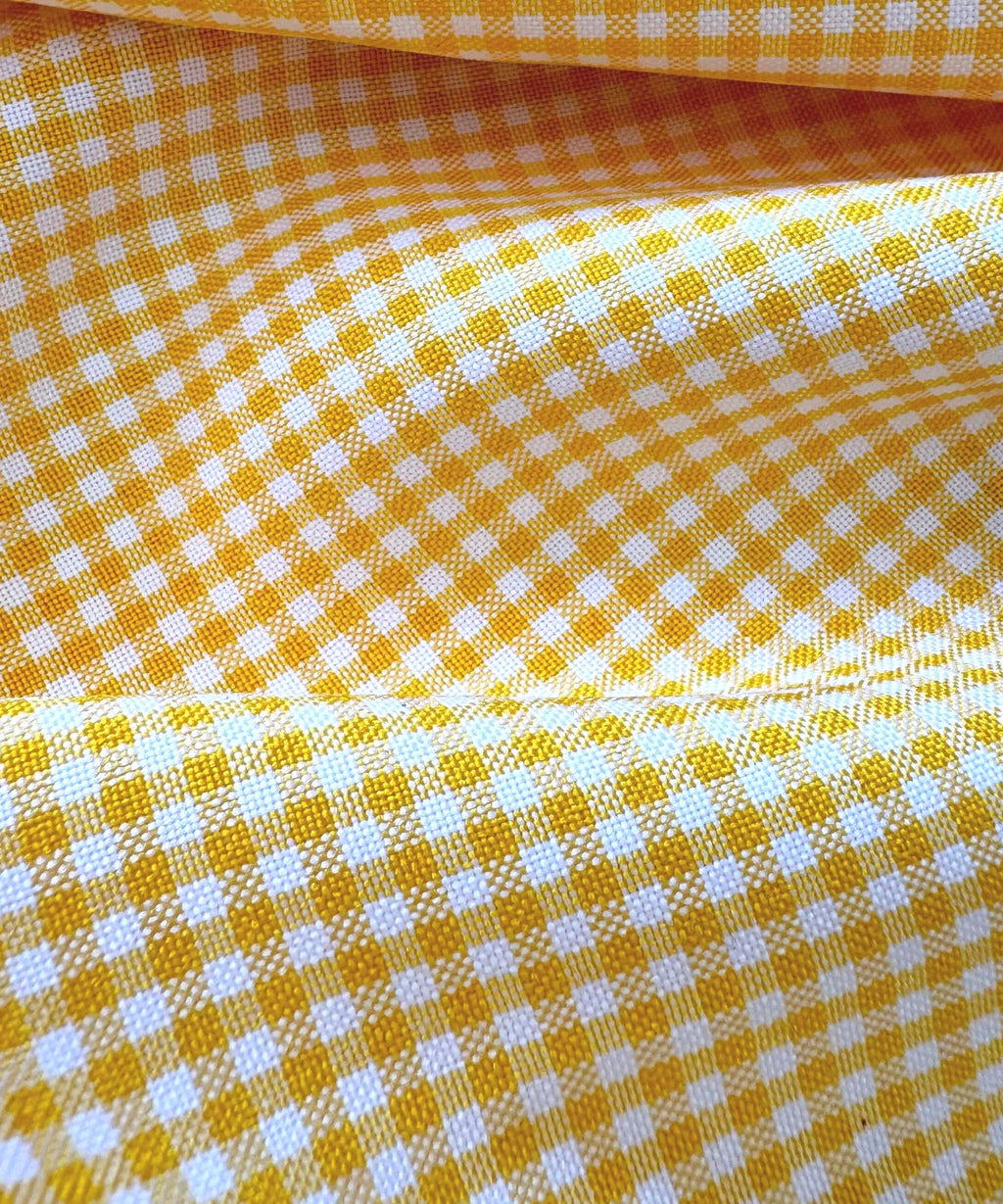 Yellow and White Gingham Fabric by Yard, 1/8” squares Poly Cotton Yellow and White Checkered Fabric for Tablecloth Shirts Dress Curtains