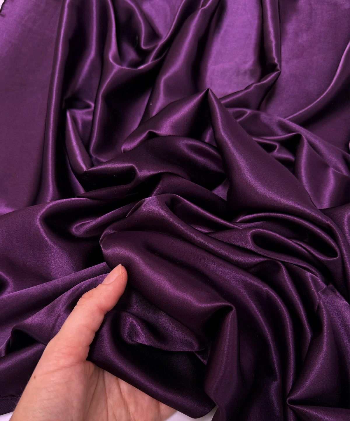 Plum Silky Stretch Satin Fabric by the Yard, Eggplant/Plum Stretch Charmeuse Fabric for Wedding Gowns Bridesmaid Dress Plum Satin Charmeuse