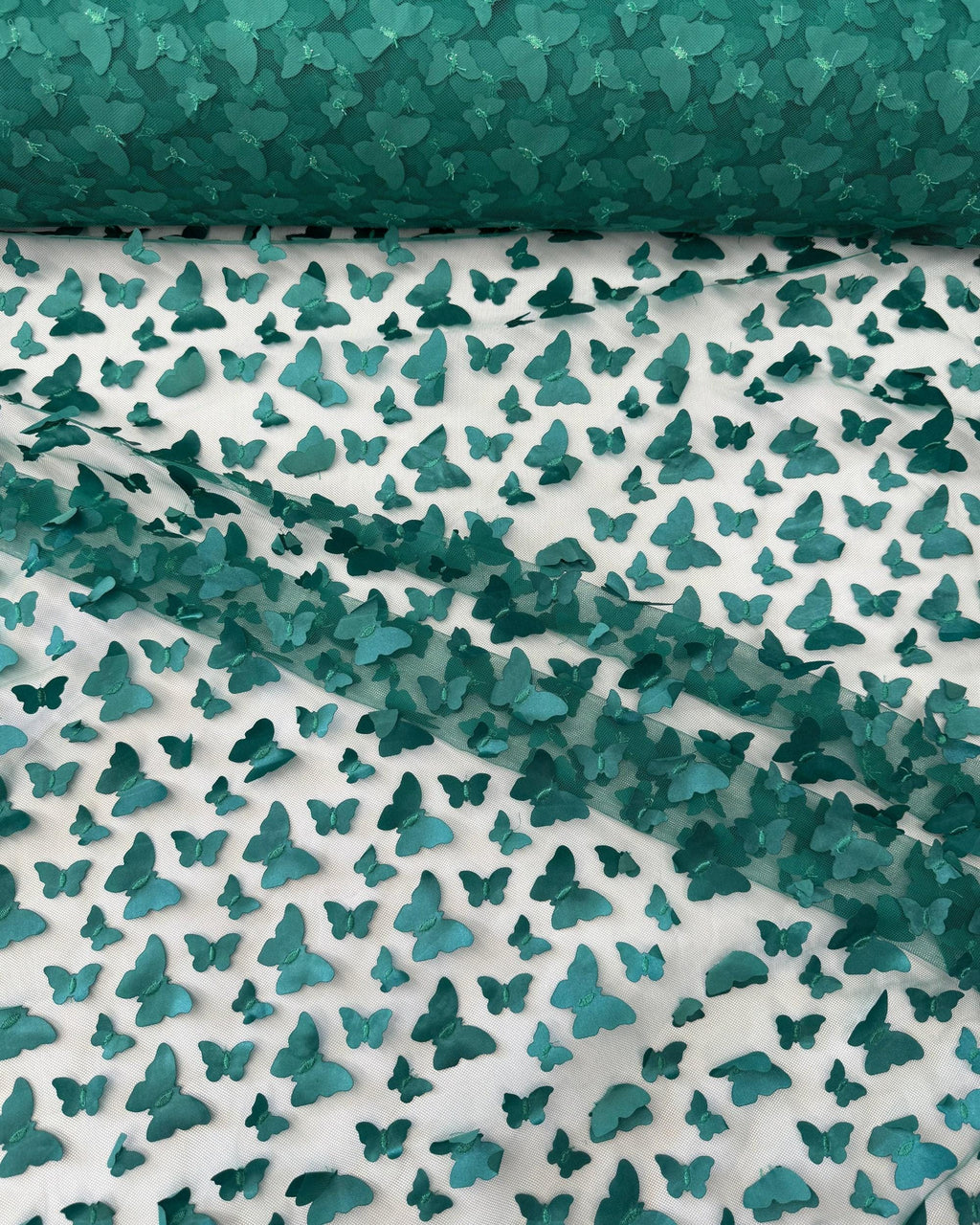 3D Butterfly Tulle Fabric, Butterfly Embroidery on Mesh, 3D Butterfly Lace Fabric, All Over Butterfly Fabric, 3D Lace by the Yard, 58/60"