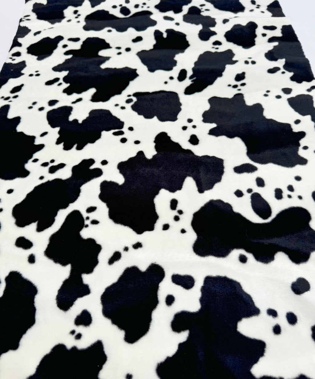 Black and White Cow Velboa Faux Fur Animal Print Velboa Fabric by the Yard, Cow Print Fur Fabric for Upholstery Pillow Covers Costumes Toys