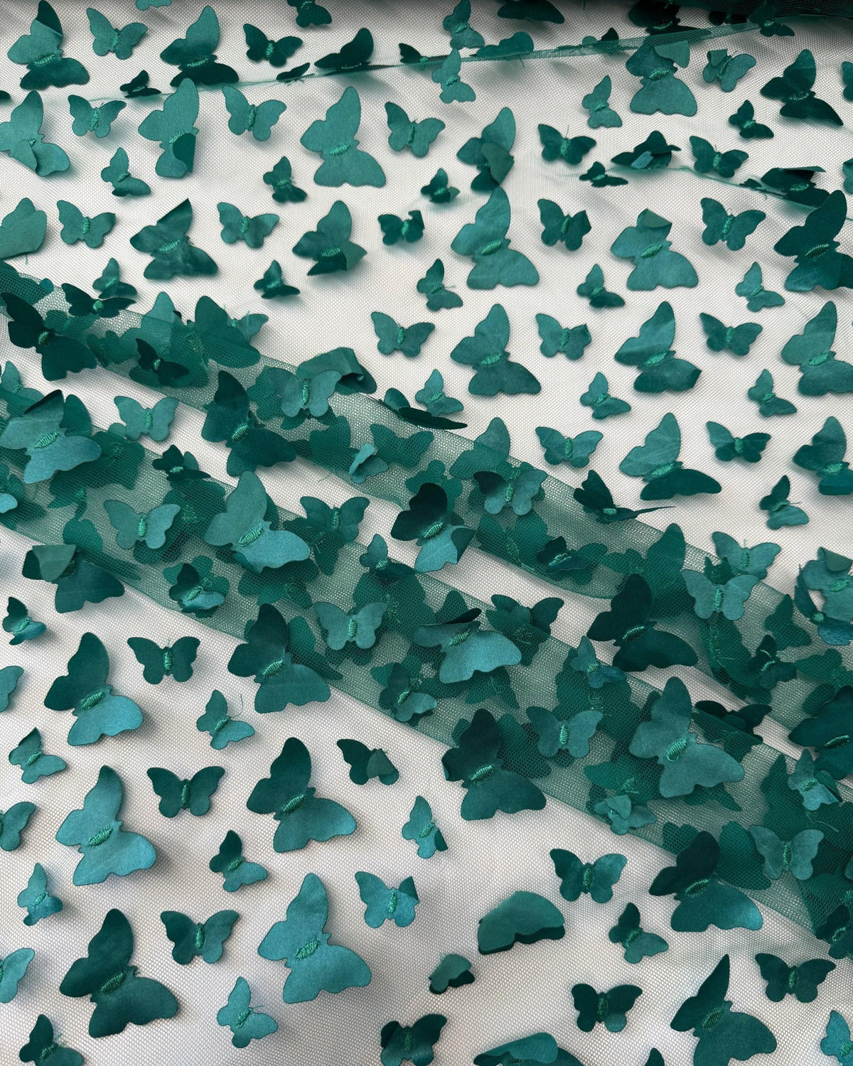 3D Butterfly on Mesh Tulle Fabric, Butterfly Embroidery on Tulle, 3D Butterfly Lace Fabric, All Over Butterfly Fabric, 3D Lace by the Yard