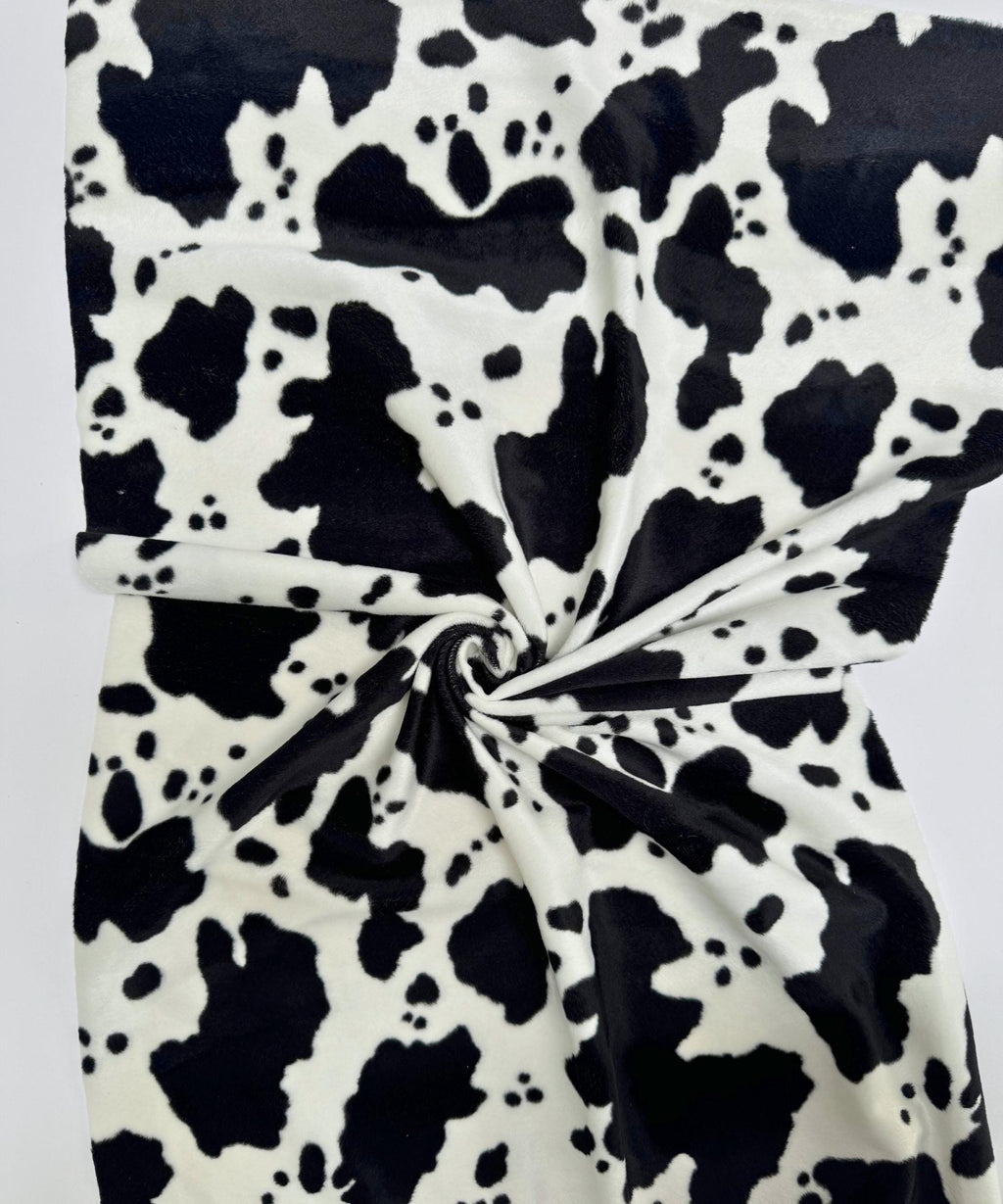 Black and White Cow Velboa Faux Fur Animal Print Velboa Fabric by the Yard, Cow Print Fur Fabric for Upholstery Pillow Covers Costumes Toys
