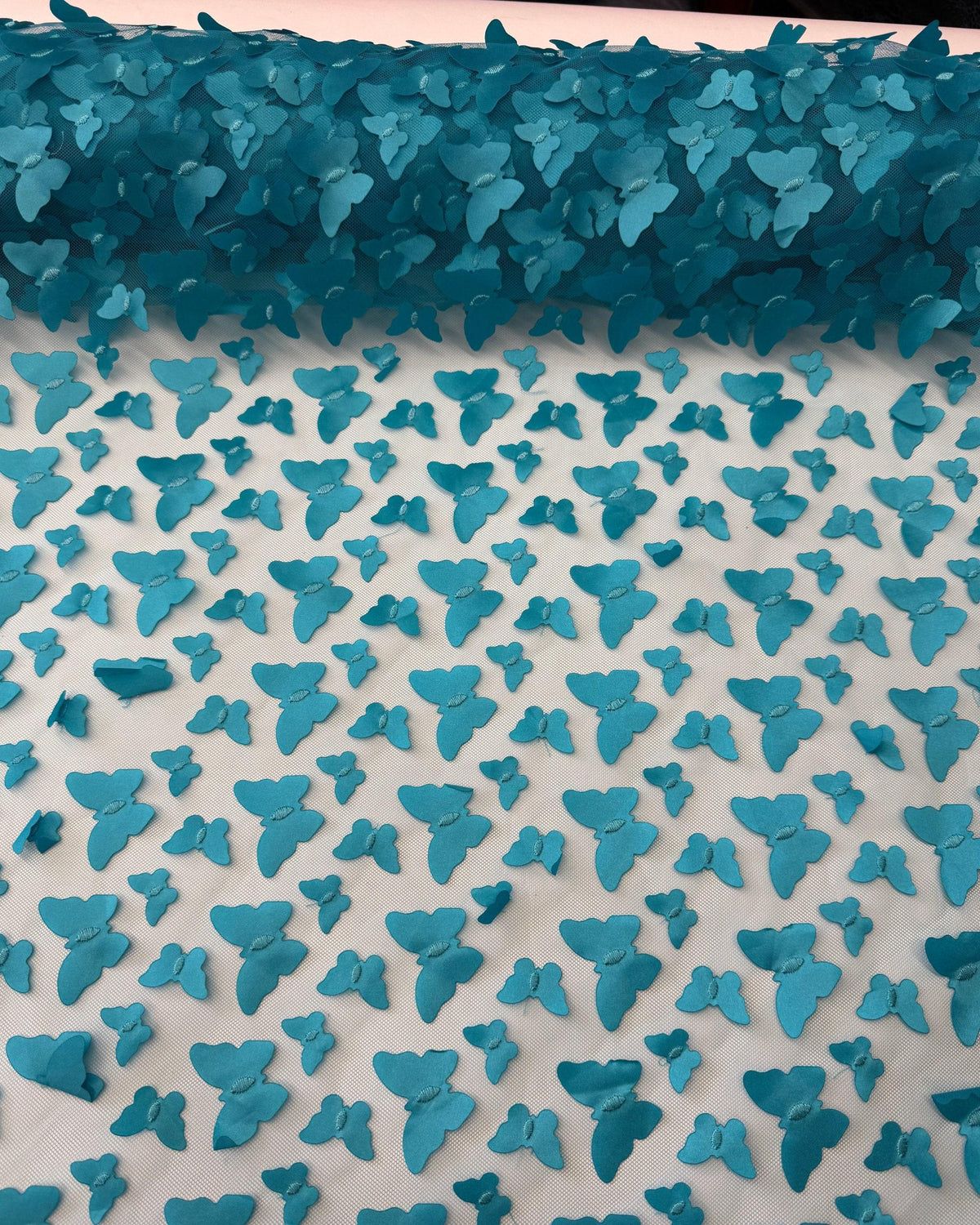 3D Butterfly Tulle Fabric, Butterfly Embroidery on Mesh, 3D Butterfly Lace Fabric, All Over Butterfly Fabric, 3D Lace by the Yard, 58/60"