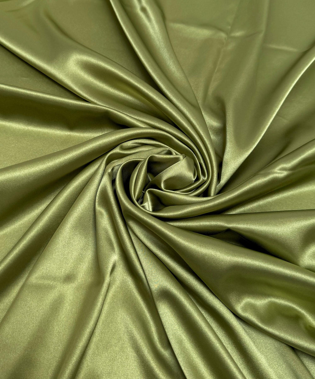 Sage Green Silky Stretch Satin Fabric by the Yard, Sage Green Stretch Charmeuse Fabric for Wedding Gowns, Bridesmaid Dresses, Silky Dress