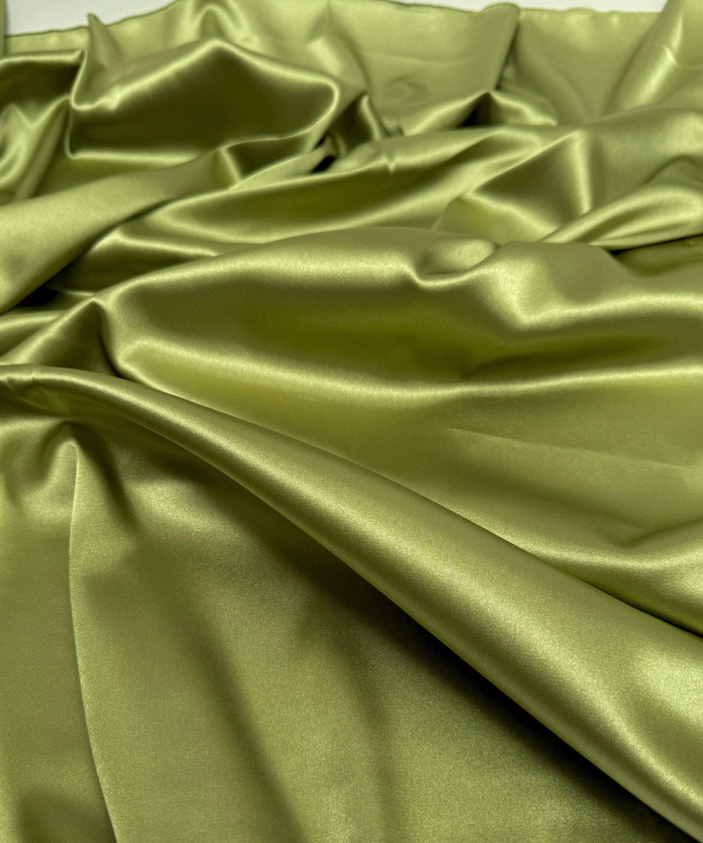 Sage Green Silky Stretch Satin Fabric by the Yard, Sage Green Stretch Charmeuse Fabric for Wedding Gowns, Bridesmaid Dresses, Silky Dress