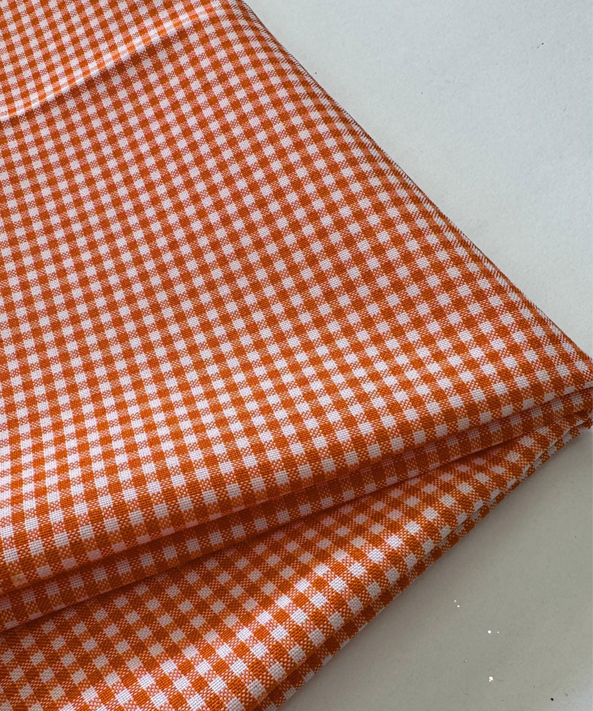Orange and White Gingham Fabric by Yard 1/8” squares, Poly Cotton Orange and White Checkered Fabric for Farmhouse Tablecloth Dress Curtains