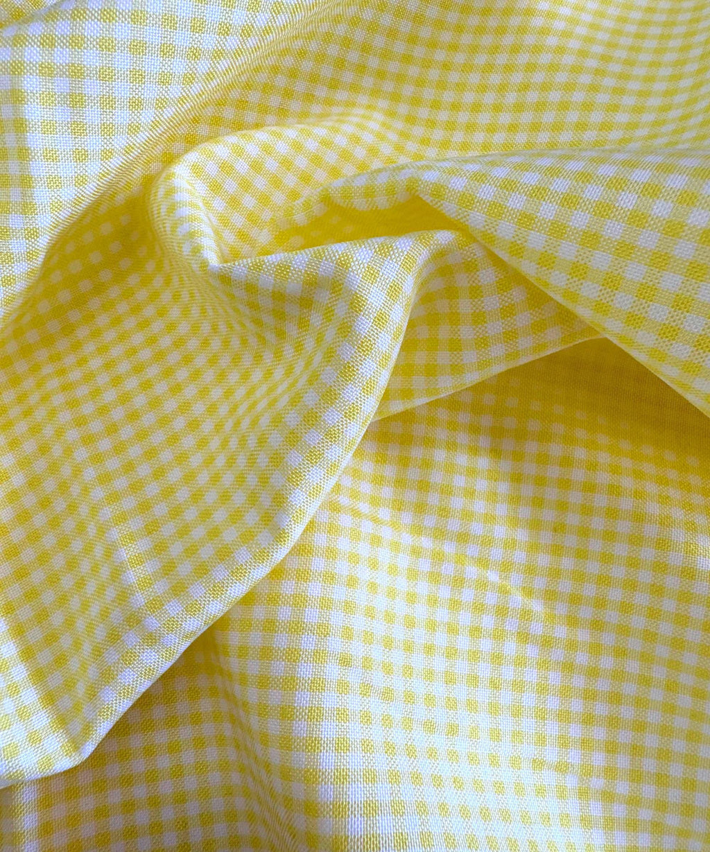 Yellow Gingham Checked Fabric by Yard 1/8” inch Poly Cotton Yellow Checkered Fabric for Tablecloth Dress Curtains Pillow Cases
