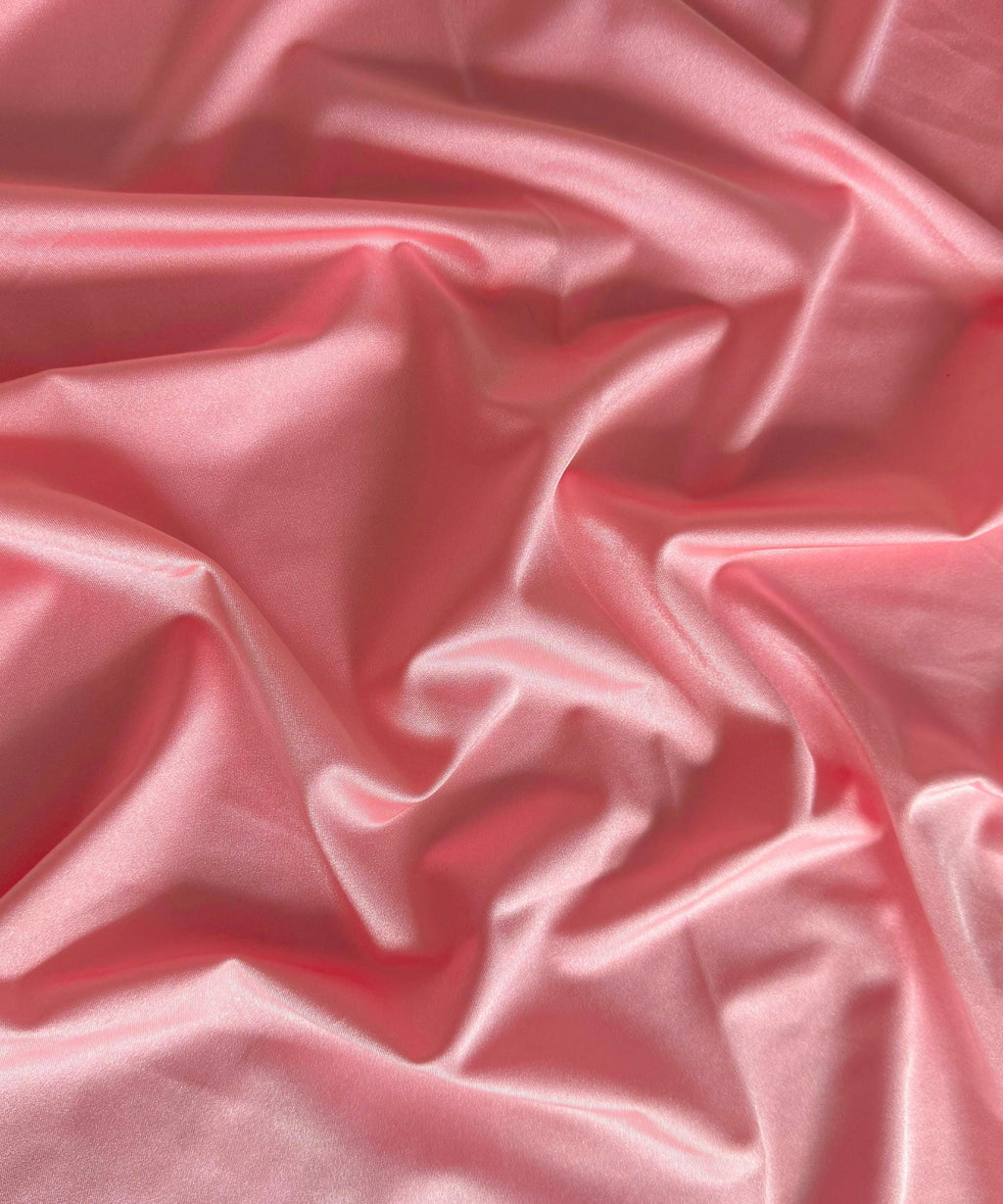 Coral Pink Shiny Milliskin Nylon Spandex Fabric by the Yard 60" Wide, 4-Way Silky Stretch Coral Pink  Spandex Fabric for Swimwear, Gowns