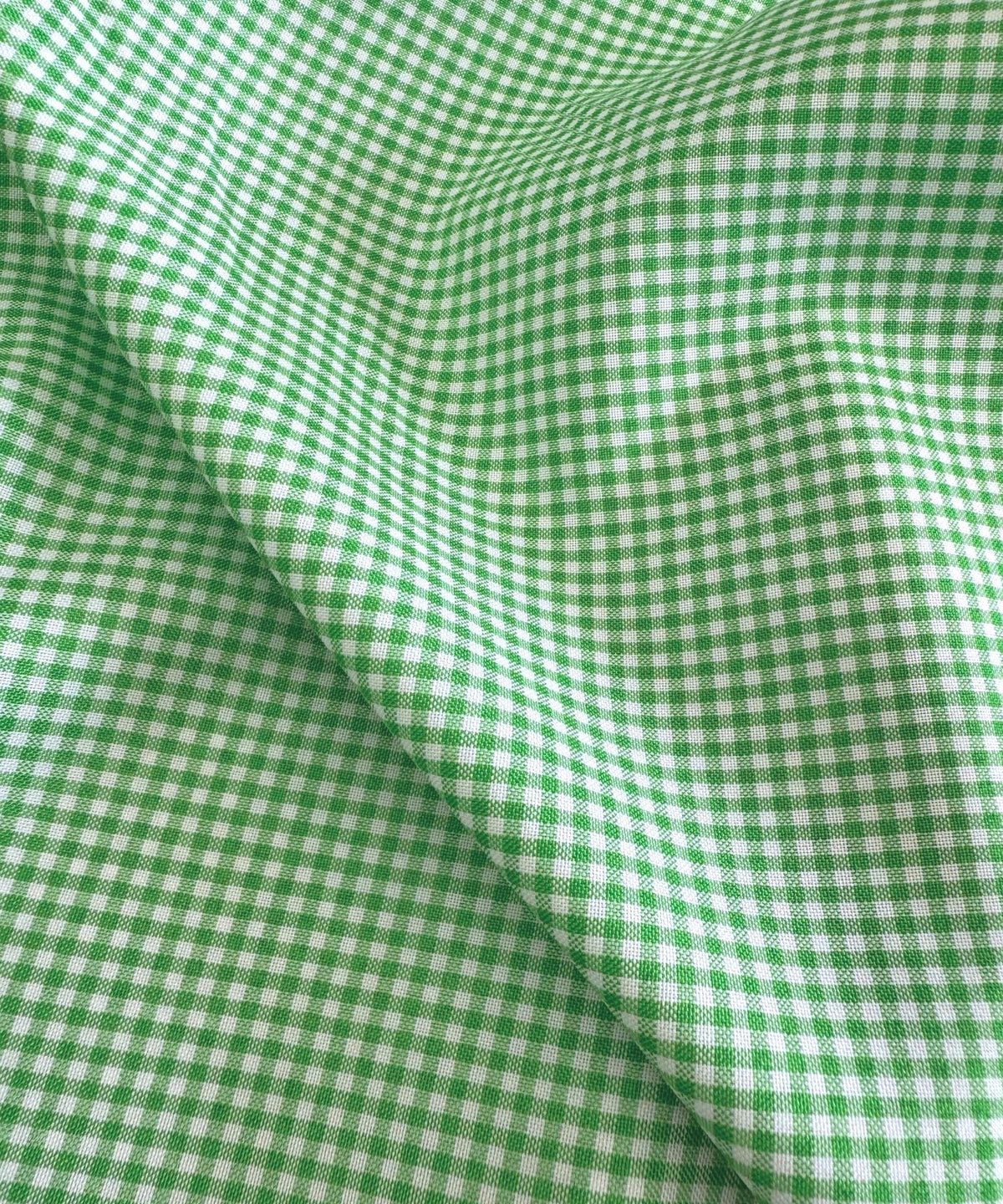 Green and White Gingham Fabric by Yard, 1/8” squares Poly Cotton Green and White Checkered Fabric for Farmhouse Tablecloth, Dress, Curtains