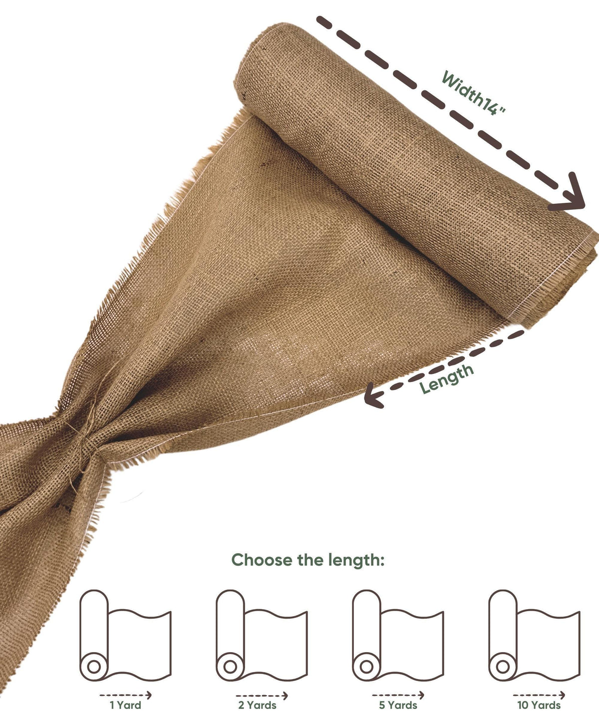 Natural Burlap Fabric, Jute Burlap Fabric by the Yard 14" Wide for Table Runner, Bags, Rustic Wedding Decor, Bags, Bows, Gardening