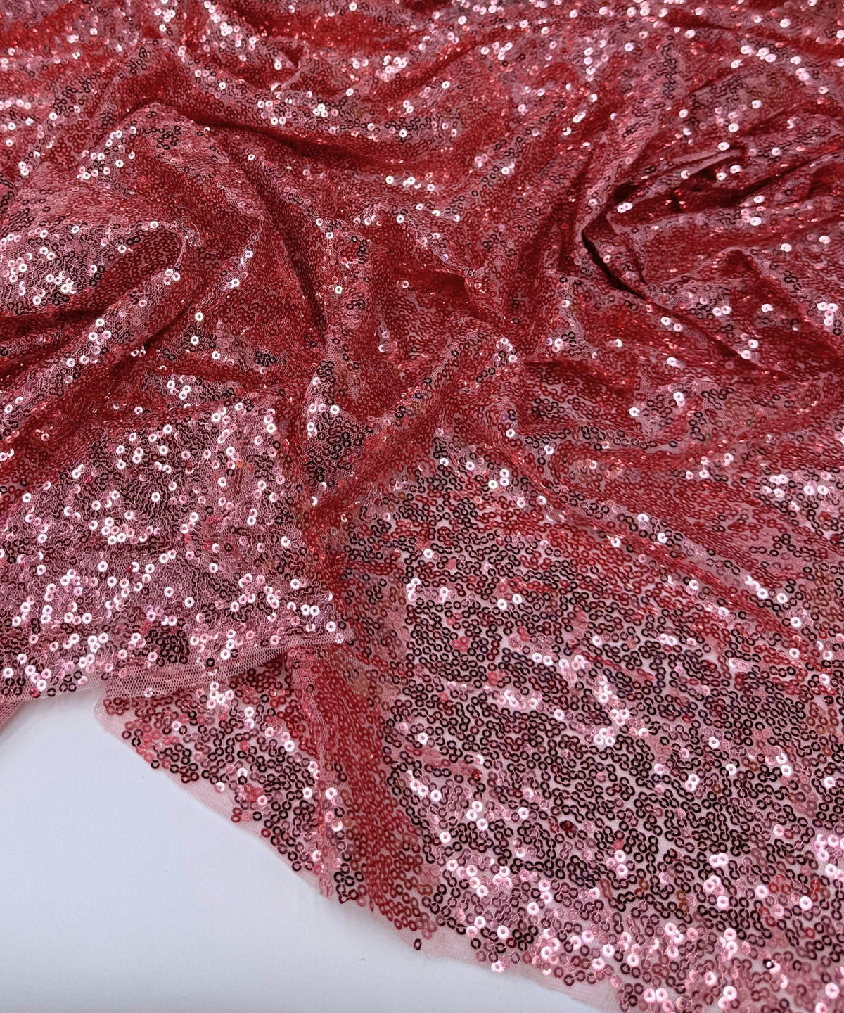 Dusty Rose Iridescent Sequin Fabric – Stretch Mesh Sequins by Yard for Dresses, Costumes & Party Backdrops