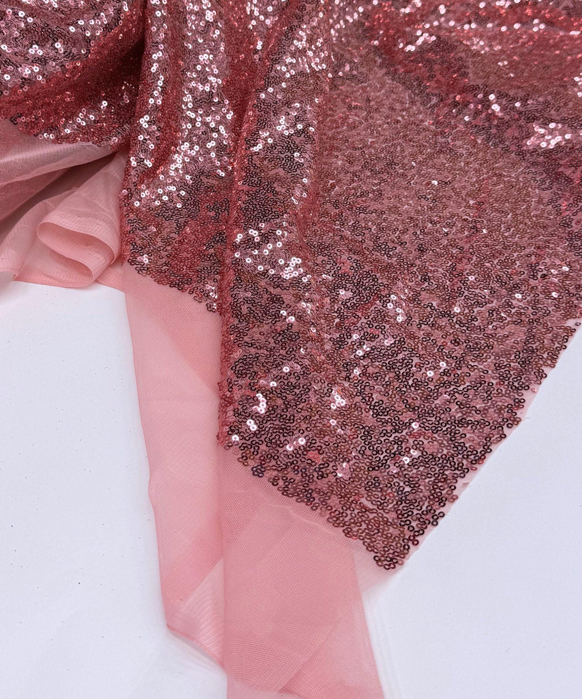Dusty Rose Iridescent Sequin Fabric – Stretch Mesh Sequins by Yard for Dresses, Costumes & Party Backdrops