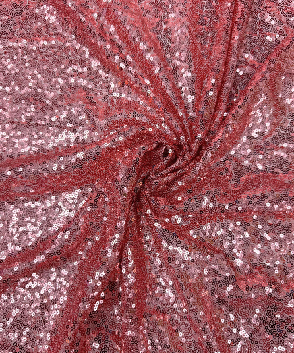 Dusty Rose Iridescent Sequin Fabric – Stretch Mesh Sequins by Yard for Dresses, Costumes & Party Backdrops