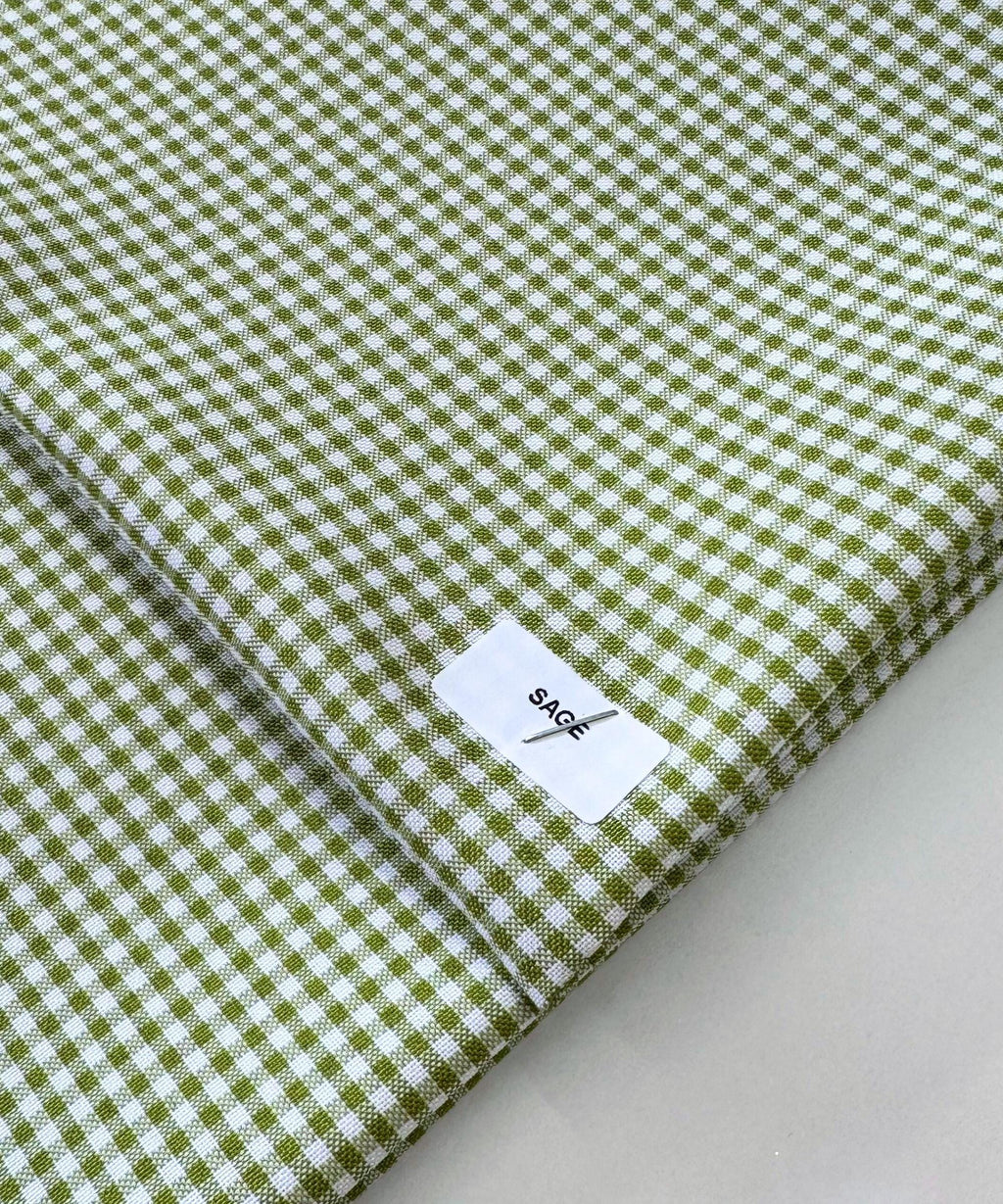 Sage Green Gingham Checked Fabric by Yard 1/8” inch Poly Cotton Sage Checkered Fabric for Tablecloth Dress Curtains Pillow Cases, Carly SAGE Mini Checkered Gingham Poly Cotton Fabric by the Yard
