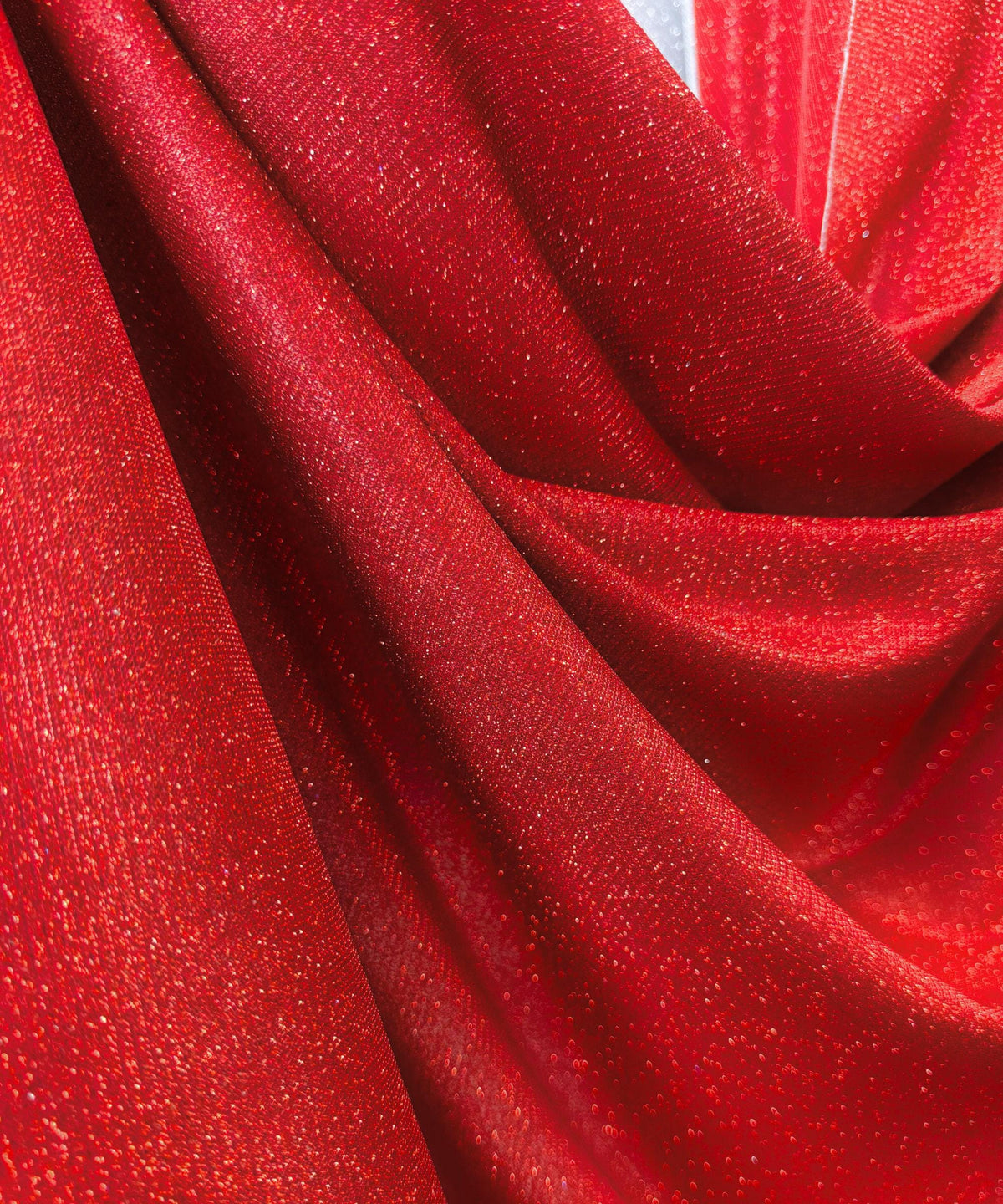 Red Lurex Glitter Fabric, Red Glitter Spandex Knit Fabric by the Yard, Sparkle Red Shimmer Fabric for Evening Gowns, Backdrops, Costumes
