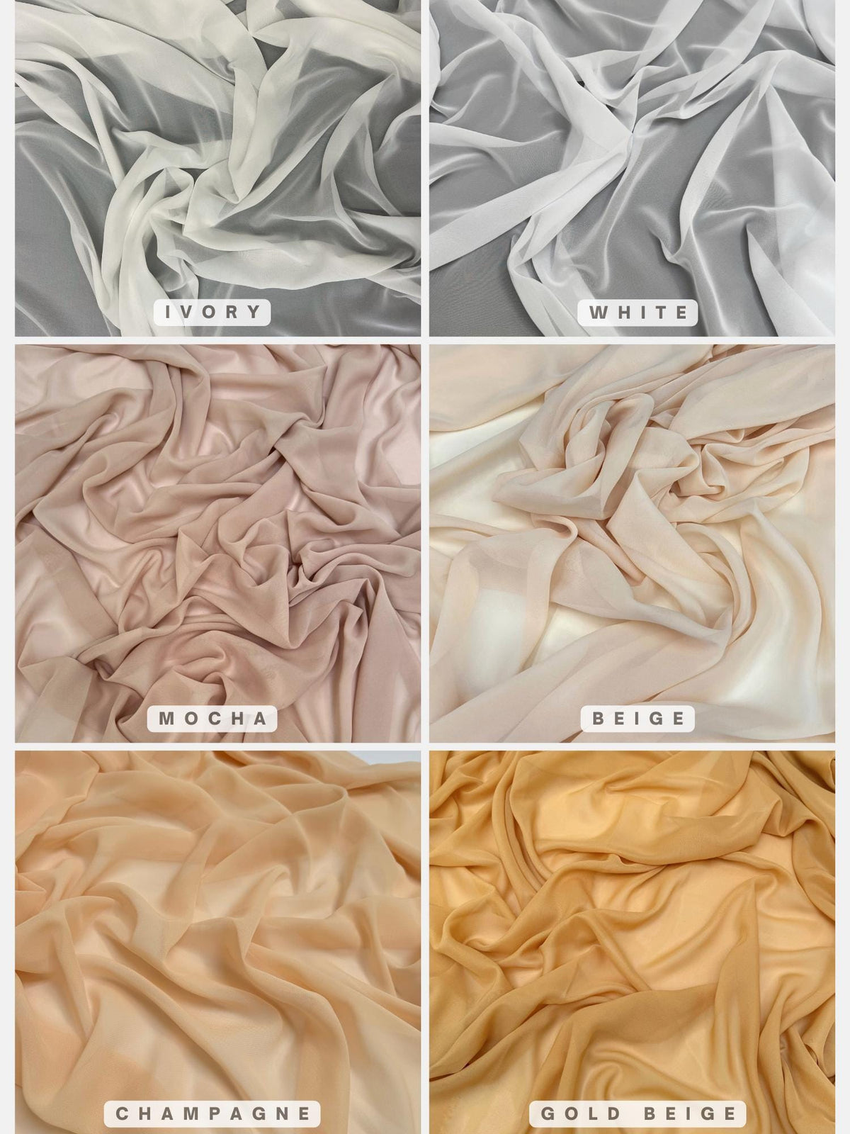 30 Colors Matte Chiffon By The Yard, Silky Light Weight Sheer Chiffon Fabric for Chuppah, Dress, Wedding Table Runner, Arch, Draping Fabric