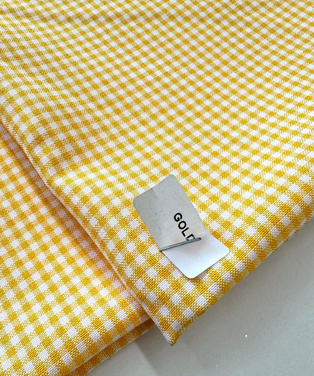 Yellow and White Gingham Fabric by Yard, 1/8” squares Poly Cotton Yellow and White Checkered Fabric for Tablecloth Shirts Dress Curtains