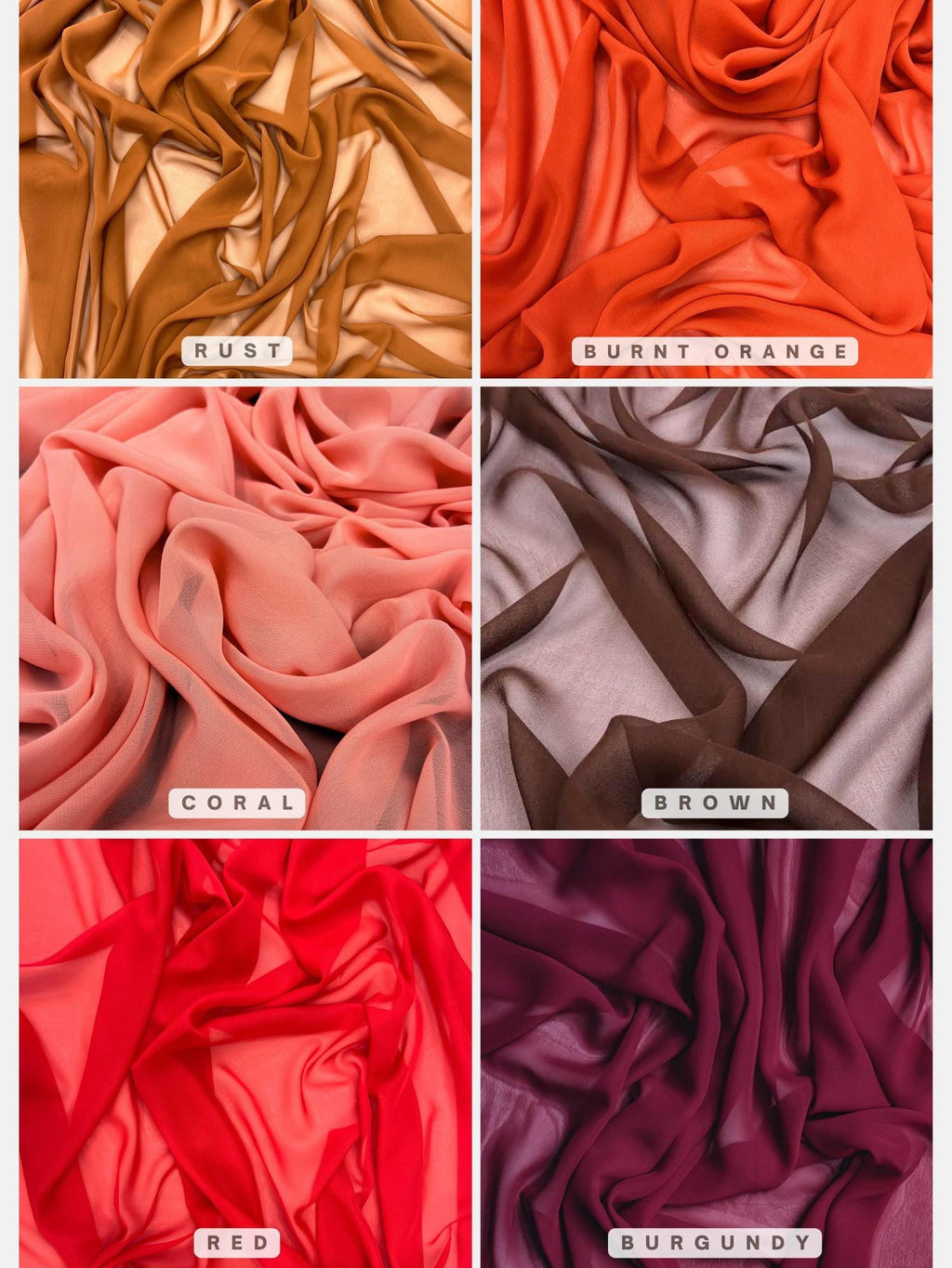 30 Colors Matte Chiffon By The Yard, Silky Light Weight Sheer Chiffon Fabric for Chuppah, Dress, Wedding Table Runner, Arch, Draping Fabric