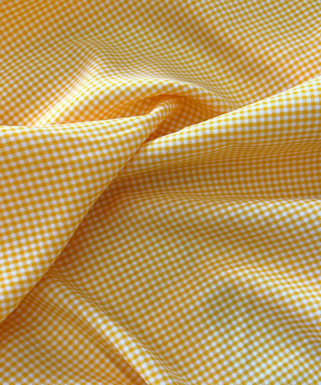 Yellow Gingham Checked Fabric by Yard 1/8” inch Poly Cotton Yellow Checkered Fabric for Tablecloth Dress Shirts Curtains Pillow Cases