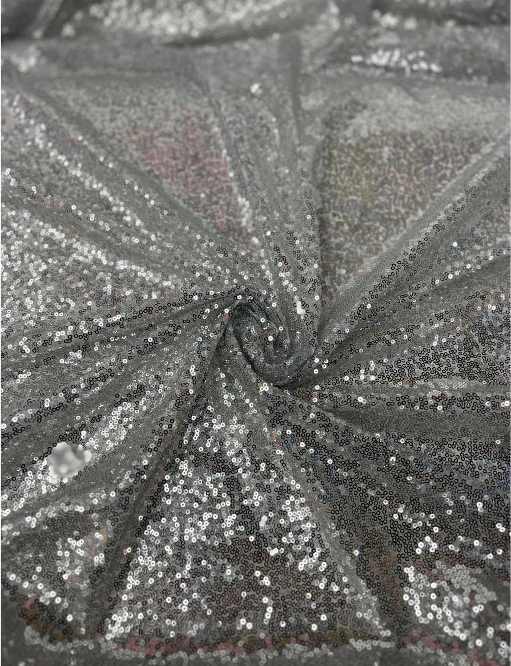 Silver Iridescent Sequin Fabric – Shiny Stretch Mesh by the Yard for Party Dresses, Stage Wear & Event Backdrops