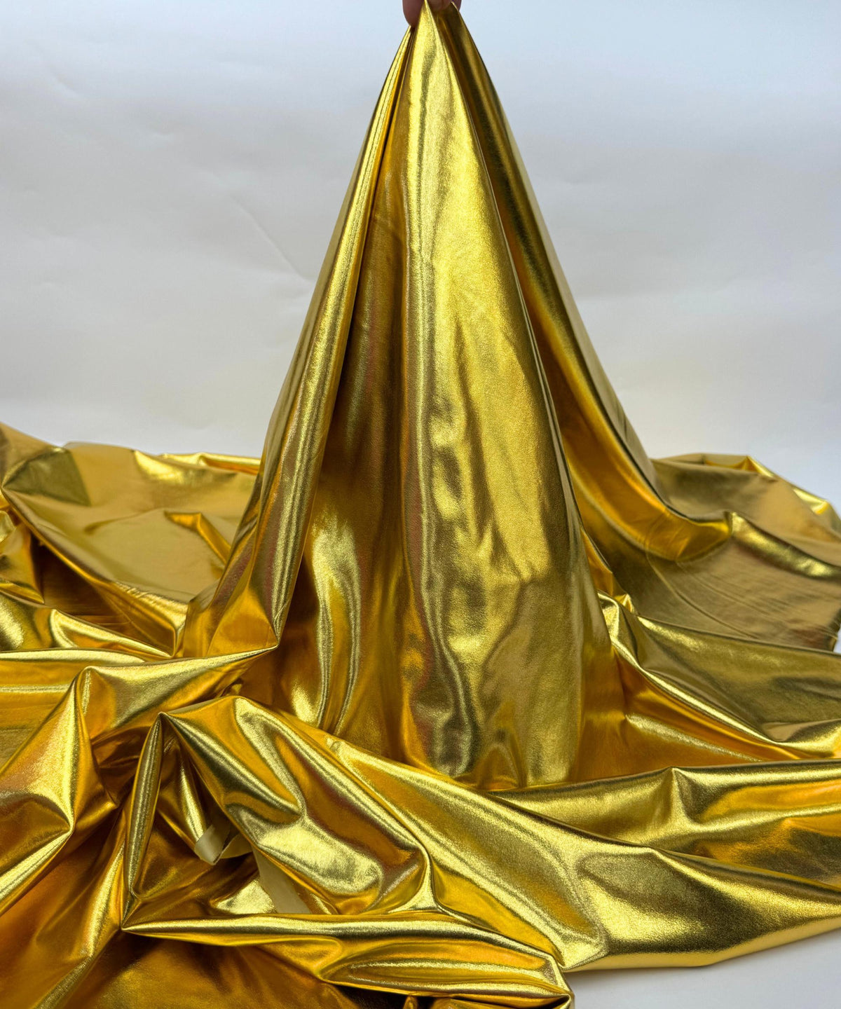 Metallic Gold Foil Lame Spandex Fabric by the Yard, 4 Way Stretch Gold Lame Fabric, All Over Foil on stretch Knit for Costumes, Dance Wear
