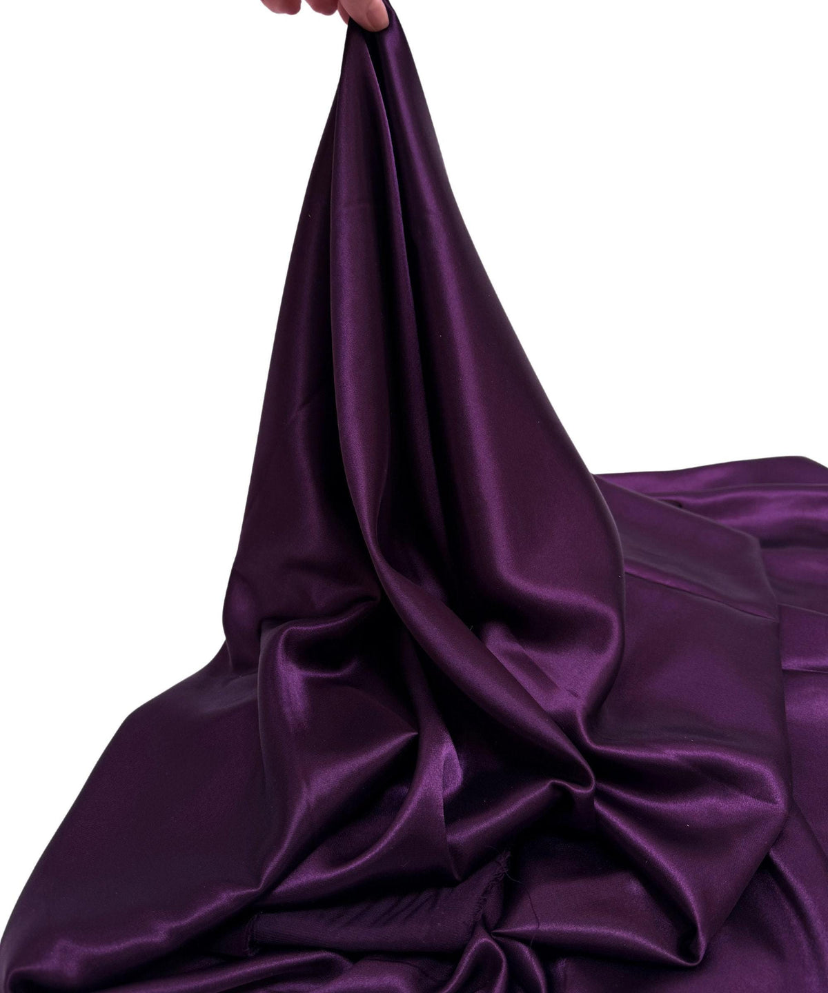Plum Silky Stretch Satin Fabric by the Yard, Eggplant/Plum Stretch Charmeuse Fabric for Wedding Gowns Bridesmaid Dress Plum Satin Charmeuse