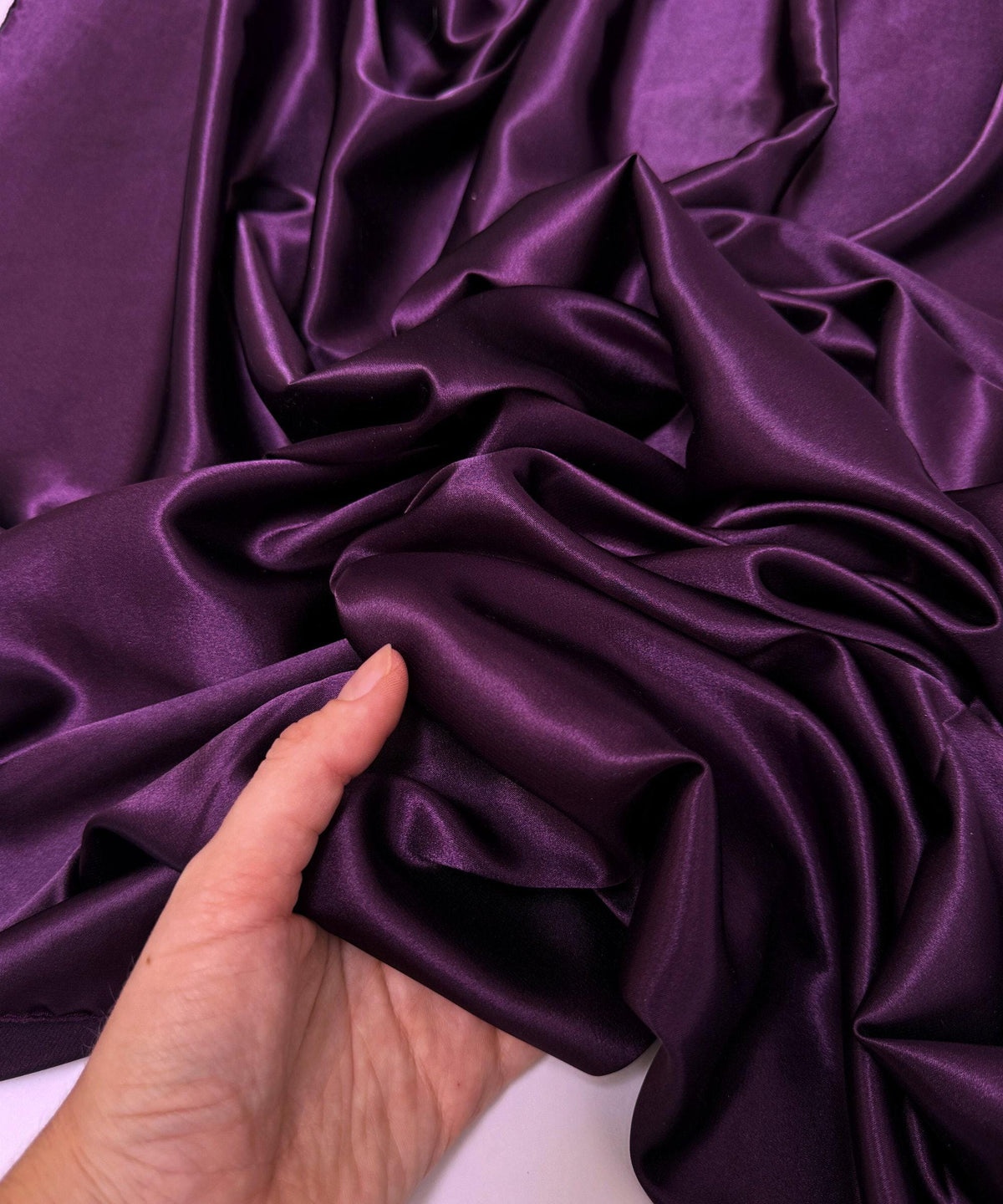 Plum Silky Stretch Satin Fabric by the Yard, Eggplant/Plum Stretch Charmeuse Fabric for Wedding Gowns Bridesmaid Dress Plum Satin Charmeuse