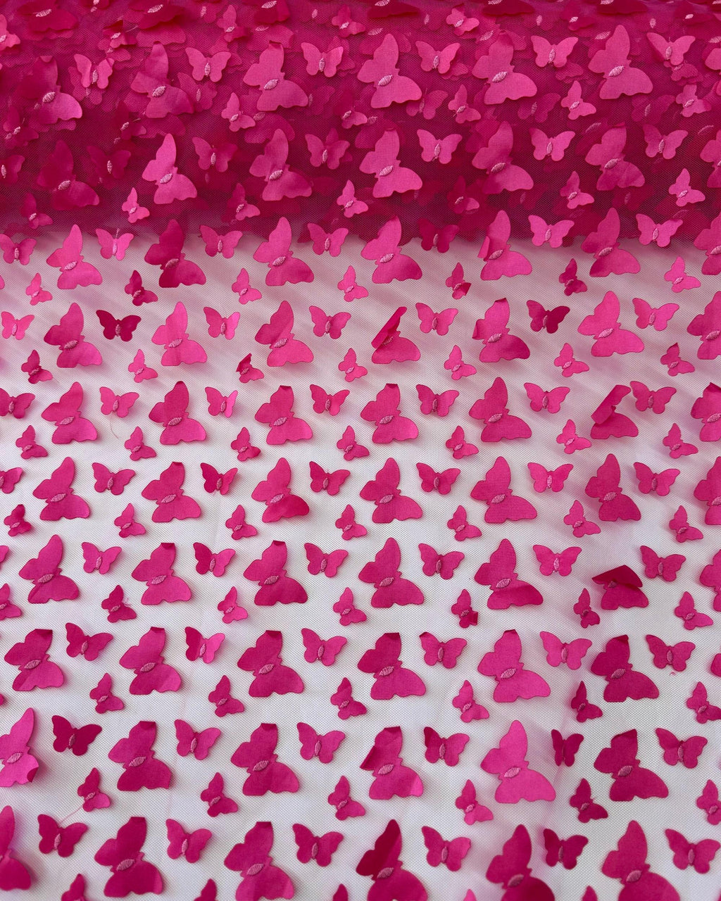 3D Butterfly Tulle Fabric, Butterfly Embroidery on Mesh, 3D Butterfly Lace Fabric, All Over Butterfly Fabric, 3D Lace by the Yard, 58/60"