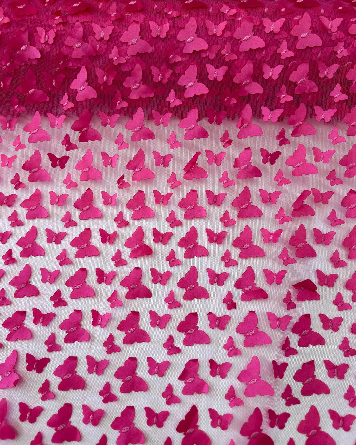 3D Butterfly Tulle Fabric, Butterfly Embroidery on Mesh, 3D Butterfly Lace Fabric, All Over Butterfly Fabric, 3D Lace by the Yard, 58/60"
