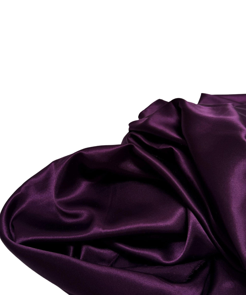 Plum Silky Stretch Satin Fabric by the Yard, Eggplant/Plum Stretch Charmeuse Fabric for Wedding Gowns Bridesmaid Dress Plum Satin Charmeuse