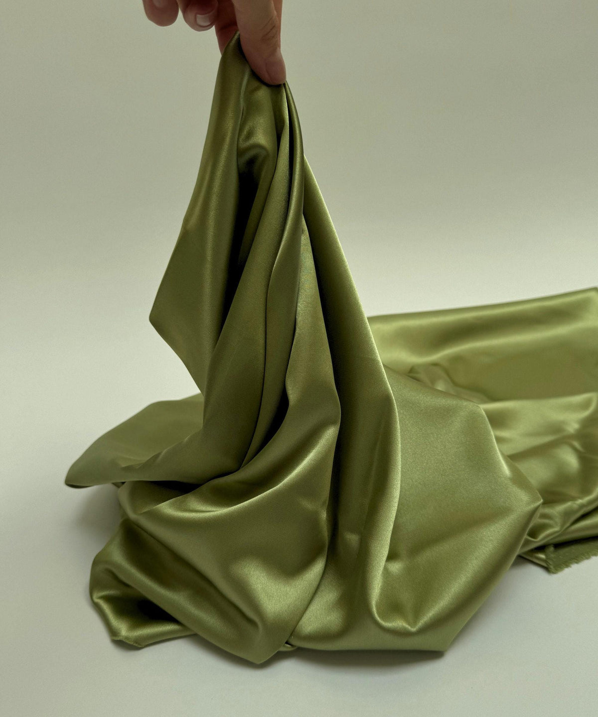 Sage Green Silky Stretch Satin Fabric by the Yard, Sage Green Stretch Charmeuse Fabric for Wedding Gowns, Bridesmaid Dresses, Silky Dress