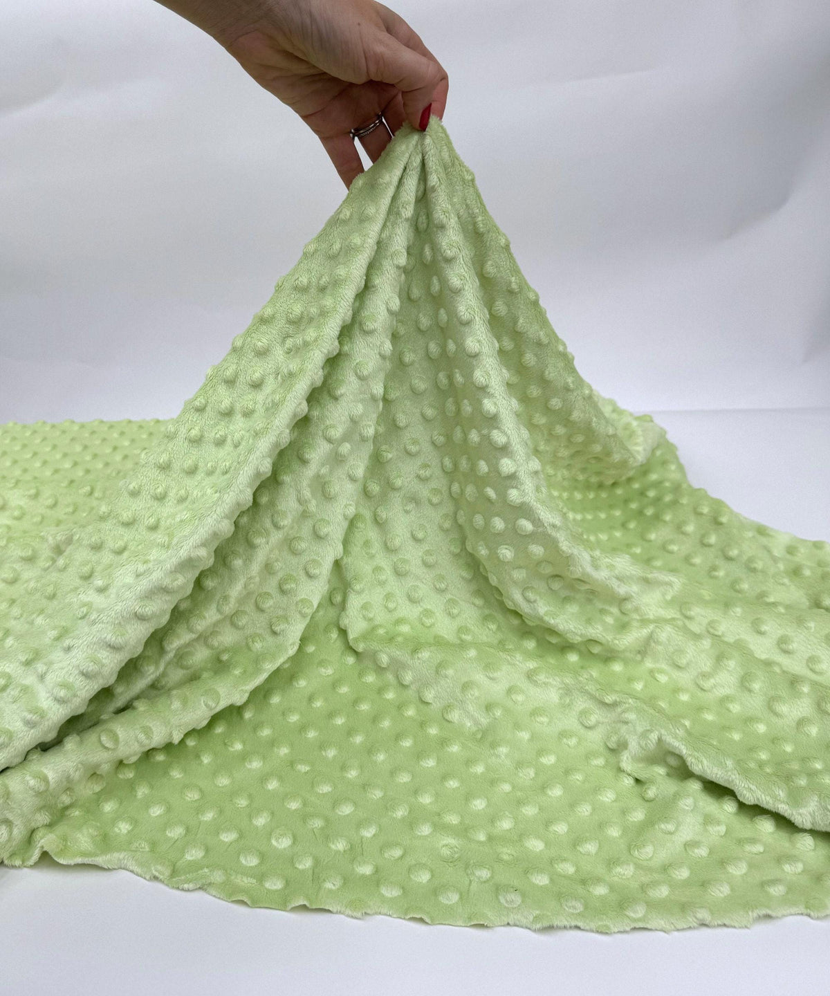 Sage Green Minky Dot Fleece Fabric by the Yard, Dimple Dot Minkee Fabric, Sage Green Plush Fabric for Blankets, Pillow Covers, Baby Blanket