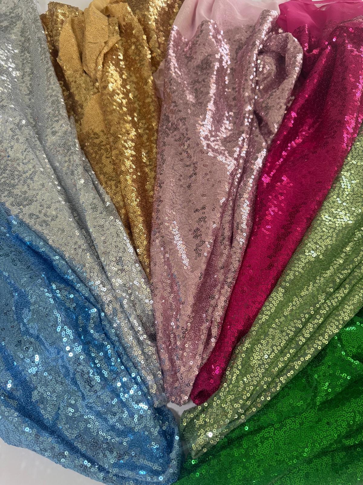 Luxury Iridescent Sequin Fabric – 3mm Stretch Mesh Sequins, 54/56” Wide by the Yard for Fashion & Decoration