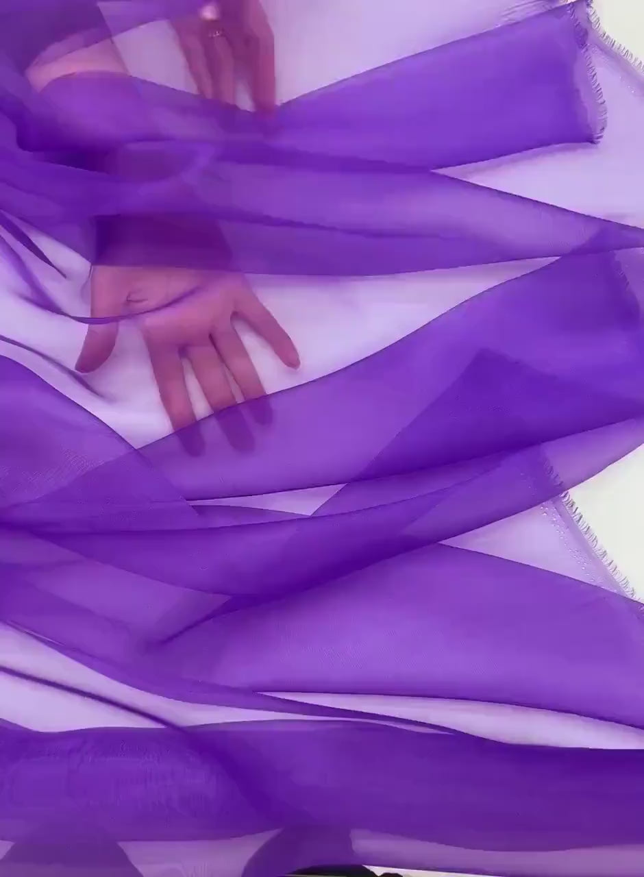 Purple Crystal Organza Fabric by the Yard – Sparkle Sheer Fabric for Pageant Dresses, Gowns, Wedding Decor & Crafts (60" Wide)